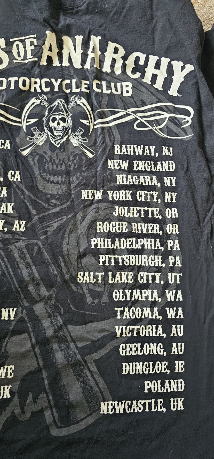 Rare Vintage Y2K Sons Of Anarchy SOA XL T-shirt Mens Black Reaper Crew Club