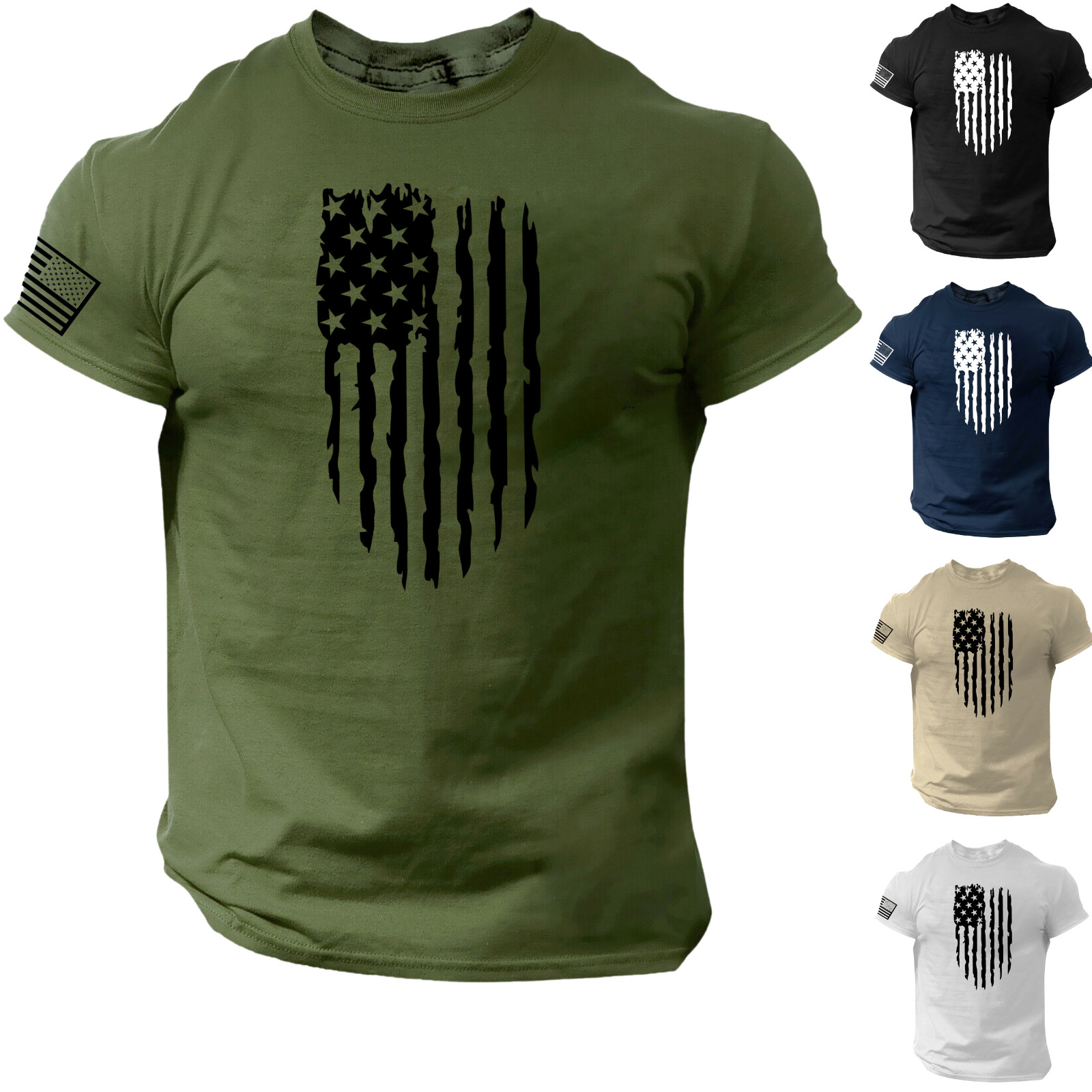 USA Distressed Flag Men T Shirt Patriotic American Tee S – 2XL