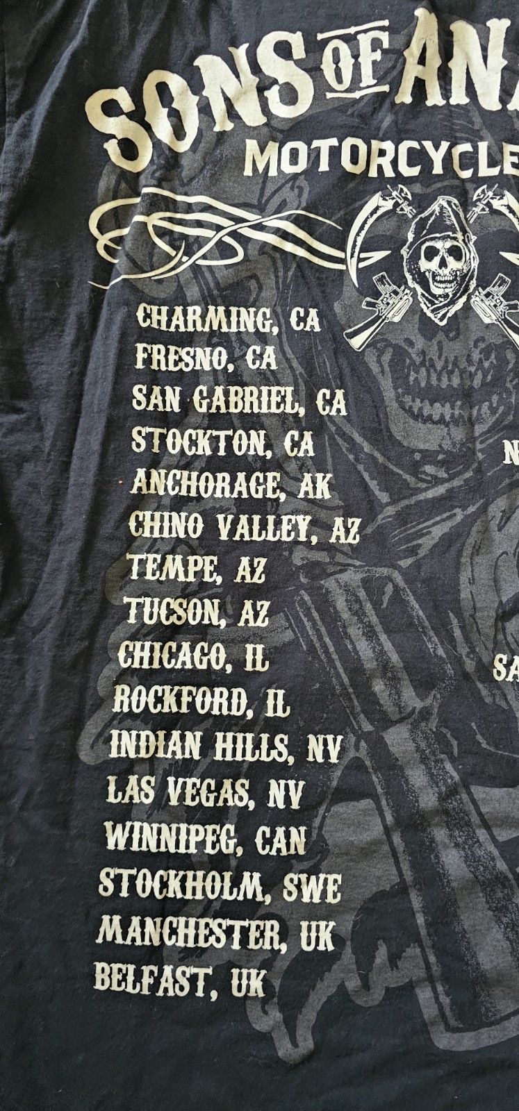 Rare Vintage Y2K Sons Of Anarchy SOA XL T-shirt Mens Black Reaper Crew Club