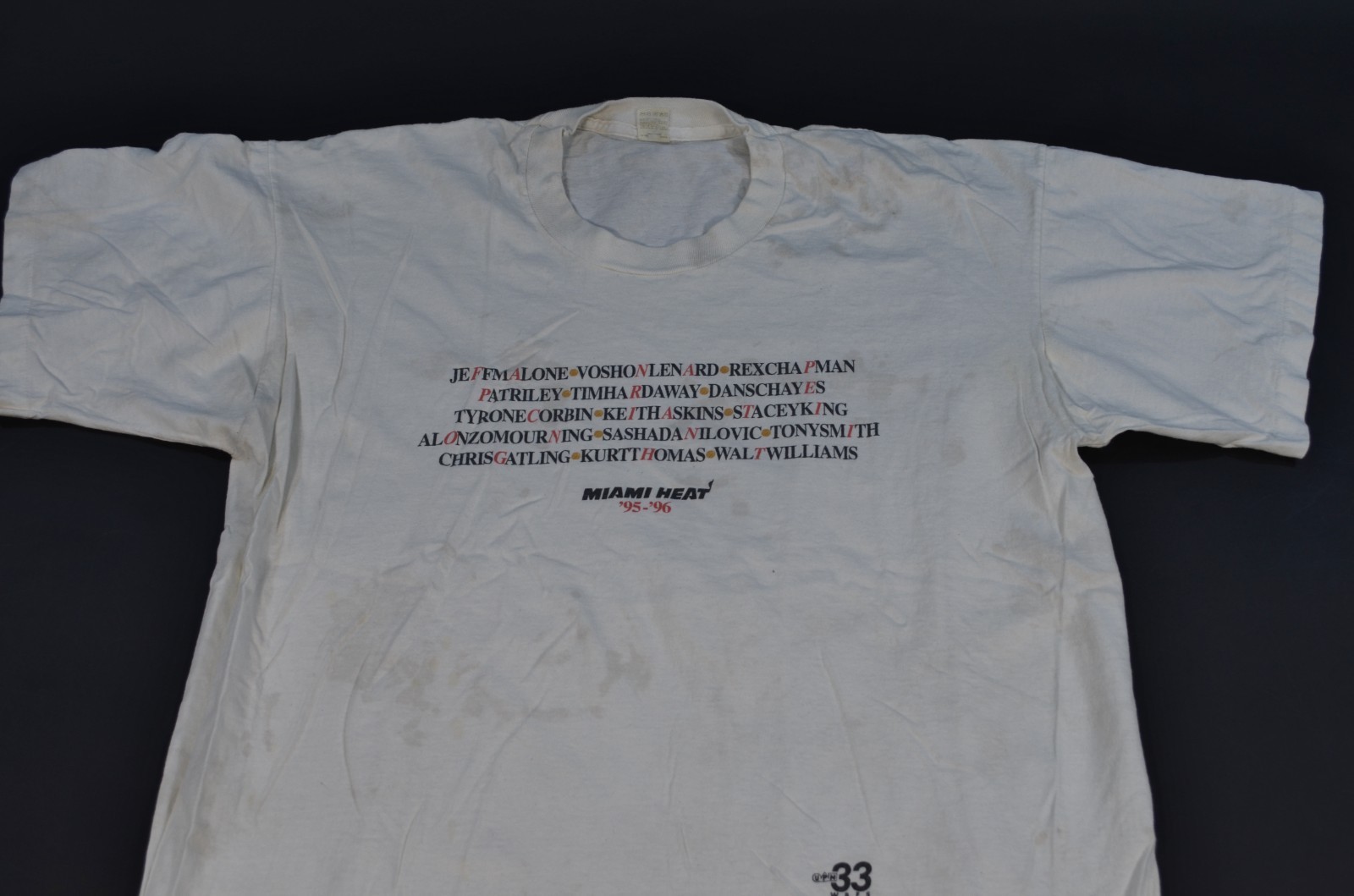 Miami Heat VTG 90’s 95-96 Single Stitch TV 33 Rare Shirt NBA Basketball
