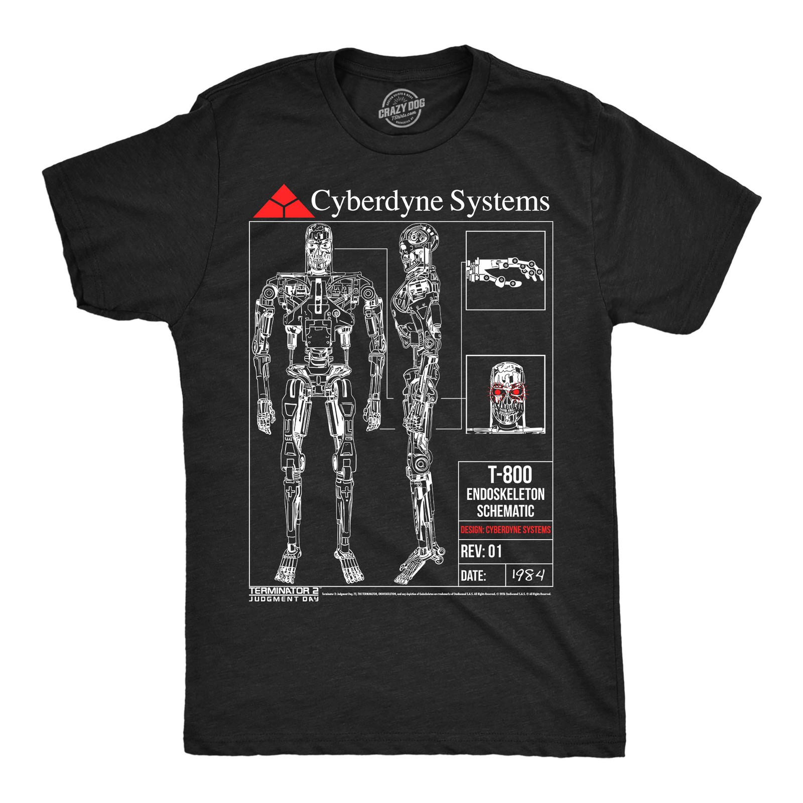 Mens Funny T Shirts T 800 Endoskeleton Schematics Retro Terminator 2 Movie Tee