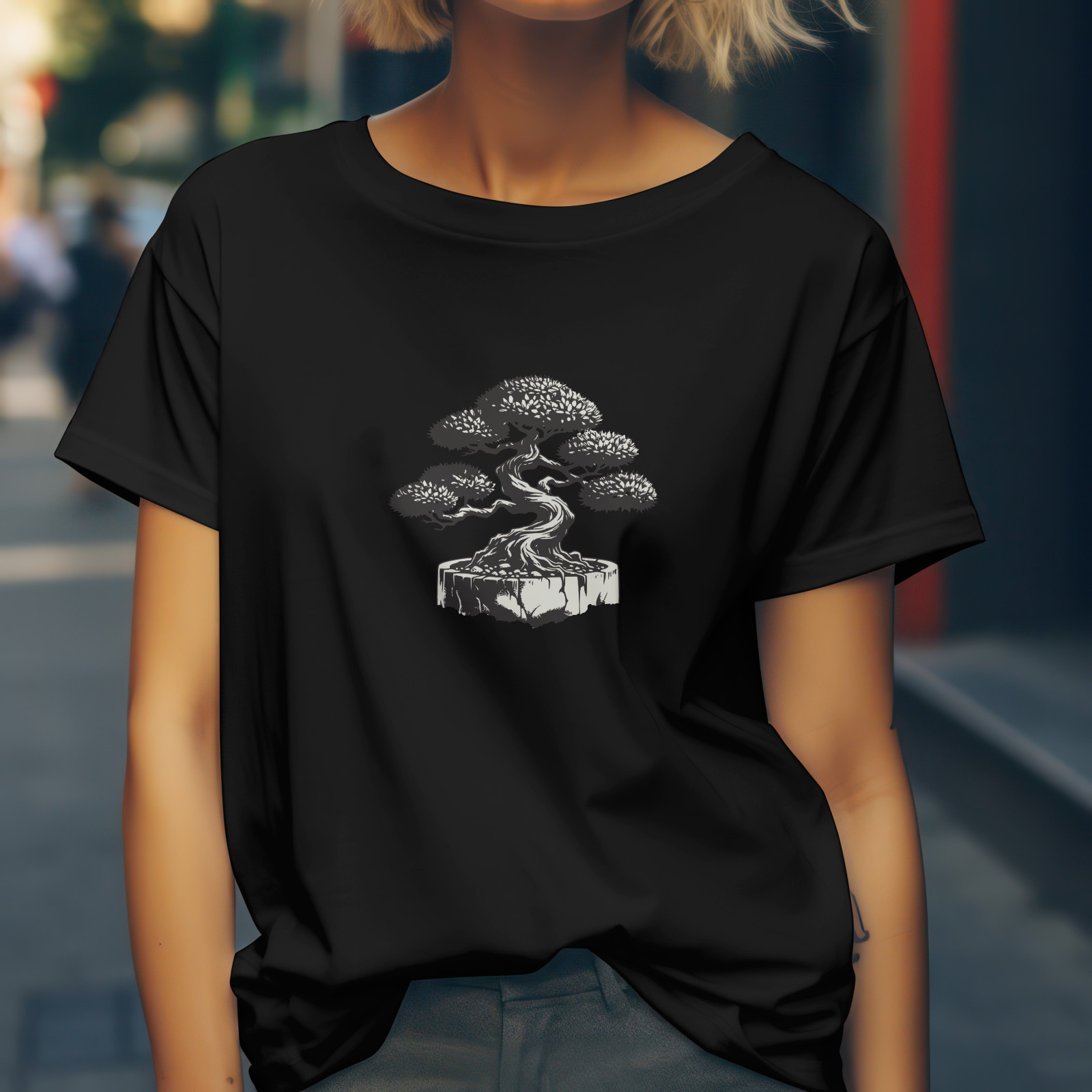 Japanese Bonsai Tree T Shirt Minimalist Zen Nature Art Graphic Unisex Tee
