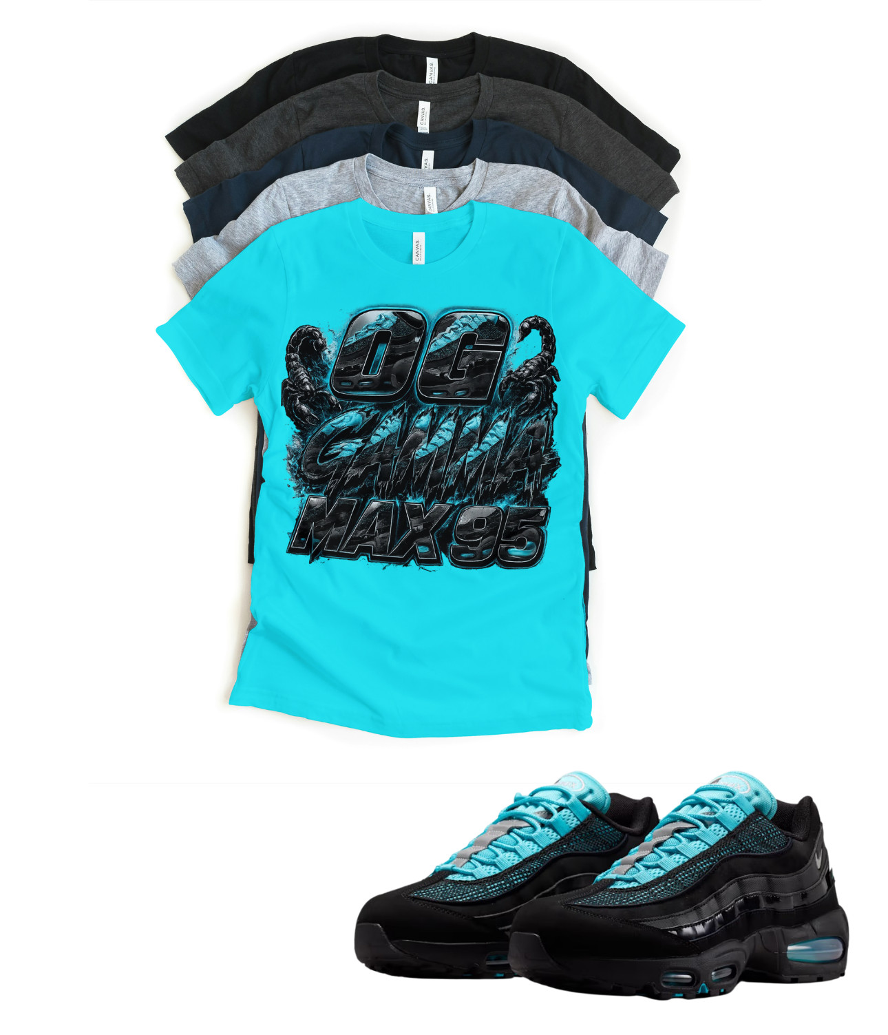Shirt to match Black Chrome Gamma Blue Max 95 OG Sneaker Retro Scorpion Tee