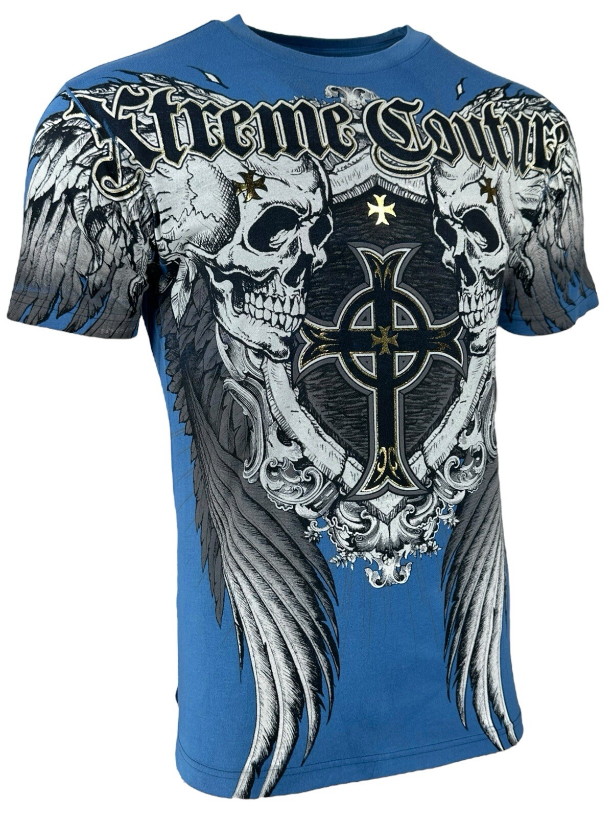 Xtreme Couture by Affliction Men’s T-Shirt PULVERIZE Biker Skull Wings MMA