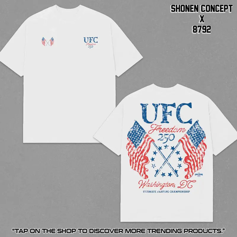 UFC Freedom 250 Flags T-Shirt Vintage 4th Of July MMA Fighter Champions Graphic