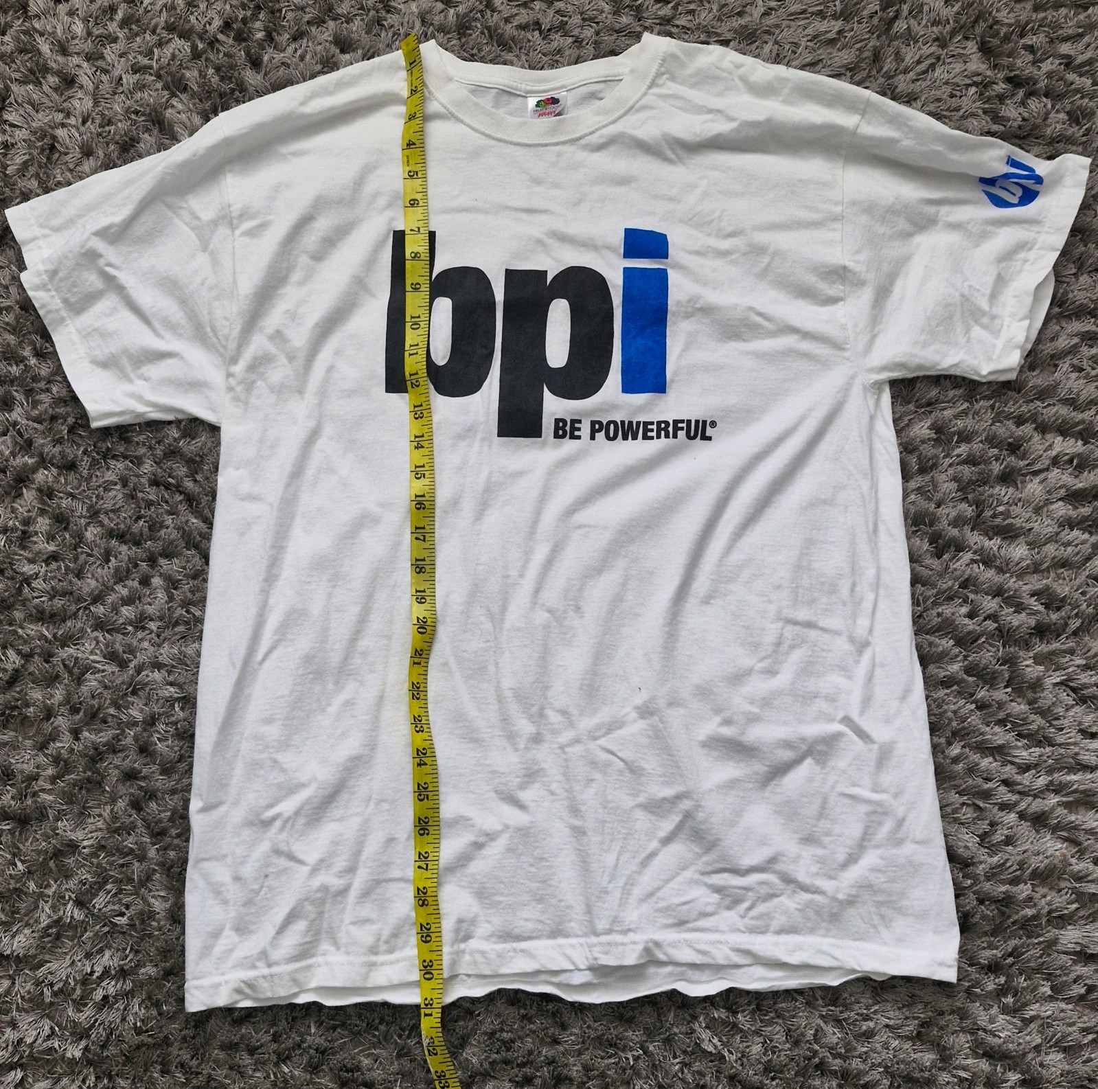BPI Weightlifting Bodybuilding T Shirt Mens XL White Be Powerful Training Top