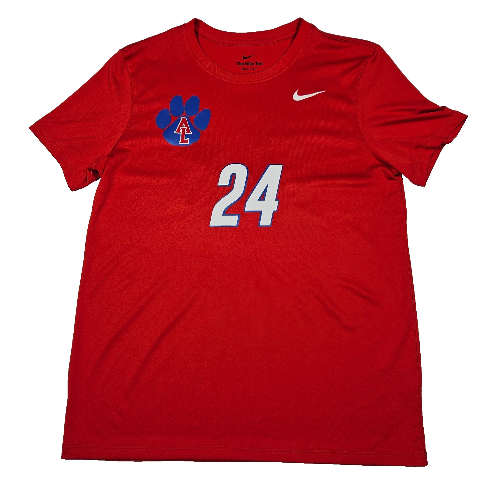 Nike Dri-Fit T-Shirt M Abraham Lincoln High School Lynx Red #24 Jersey 36″ Chest