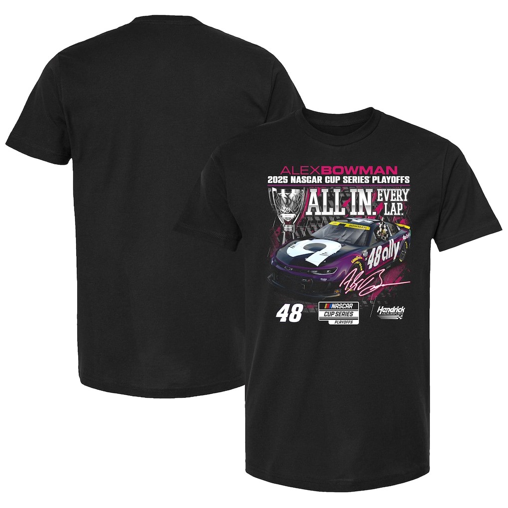 Alex Bowman 2025 NASCAR Cup Series Playoffs Ally Racing Fan T Shirt Black Tee