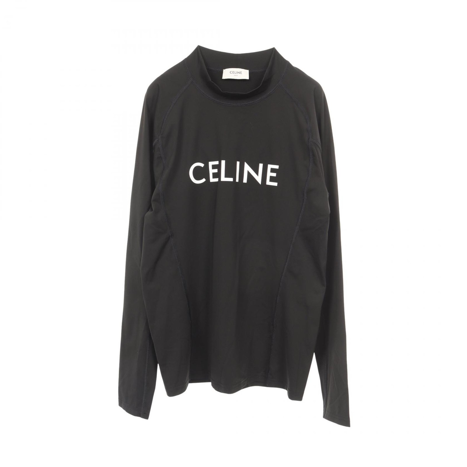 CELINE Lycra Surf Long-sleeved T-shirt nylon polyurethane Black White Used mens