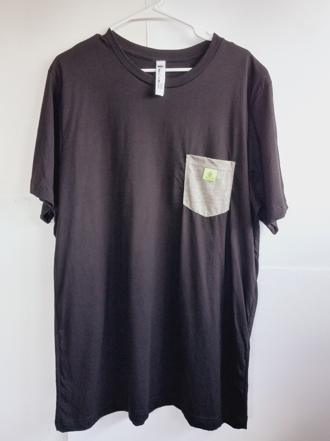 Humants Men’s Large Workwear Jersey Pocket Tee Dark Black Gray heather Cotton