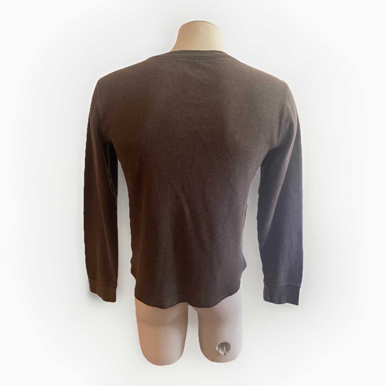 Sonoma Men’s Small Brown Long Sleeve Henley Shirt Waffle Knit Thermal Casual