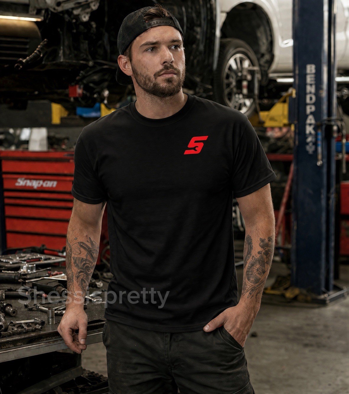 Mechanic T-Shirt Snap-On Style | 100% Cotton Work Tee | Durable Print | Men’s