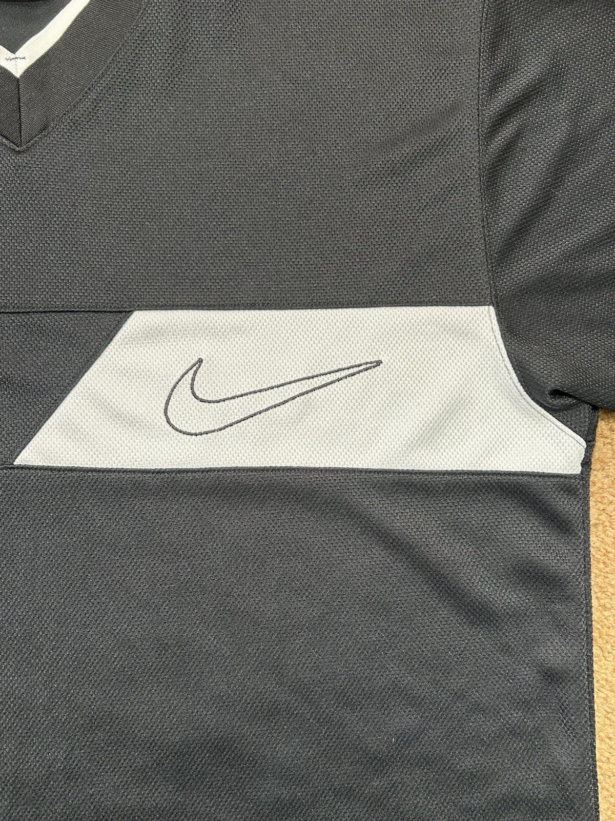 Vintage Nike Long Sleeve Shirt 90s–00s Black White Swoosh Pullover Mens Large