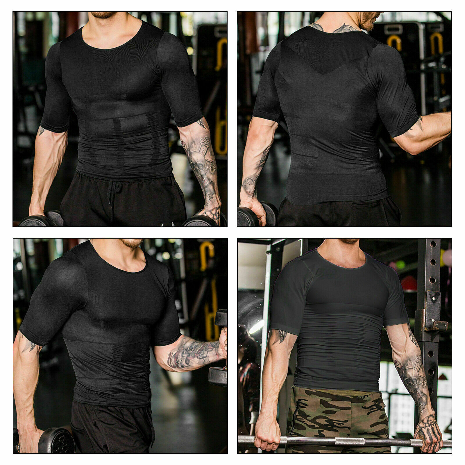 SecondSkin Men’s Compression T-Shirts Body Shaper Slimming Cooling Fitness Tops