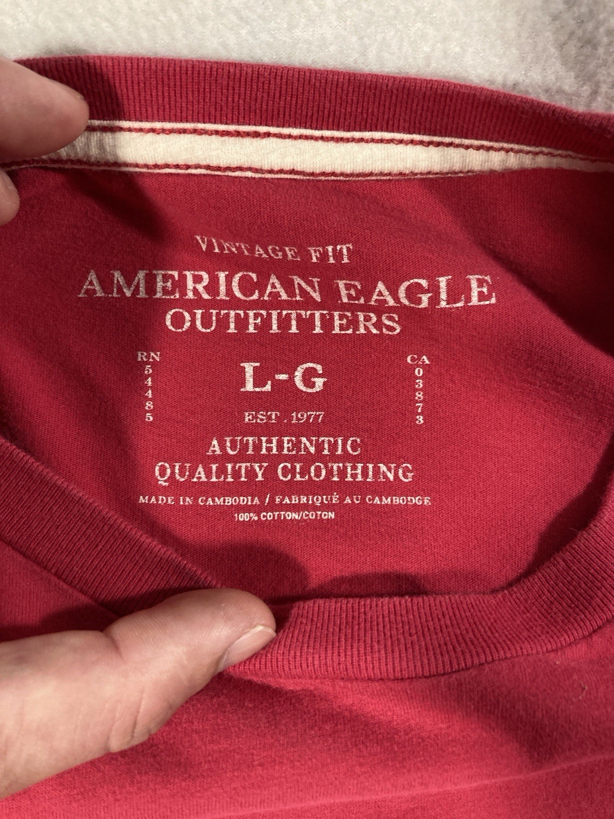 American Eagle Outfitters Men’s Vintage Fit Red Cotton Knit Logo Crew Tee L