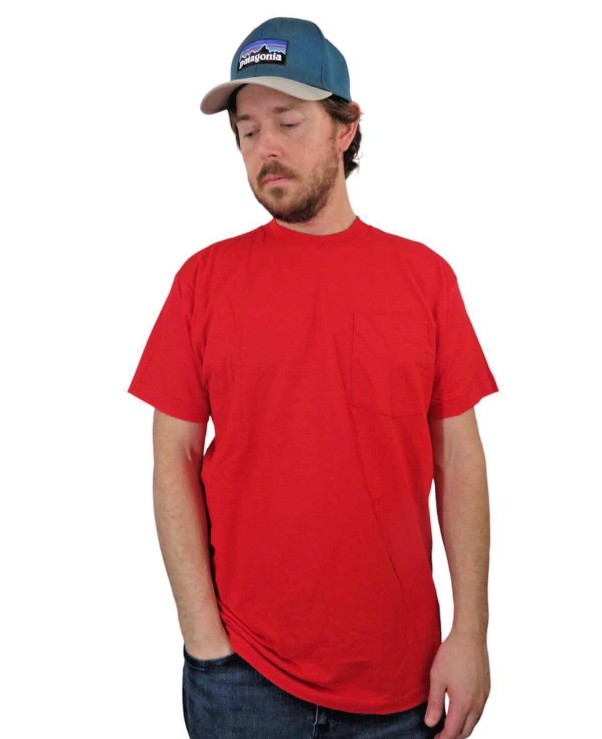 Vtg Fruit of the Loom USA T-Shirt XL Red Pocket Single Stitch Tee NOS 90s Blank