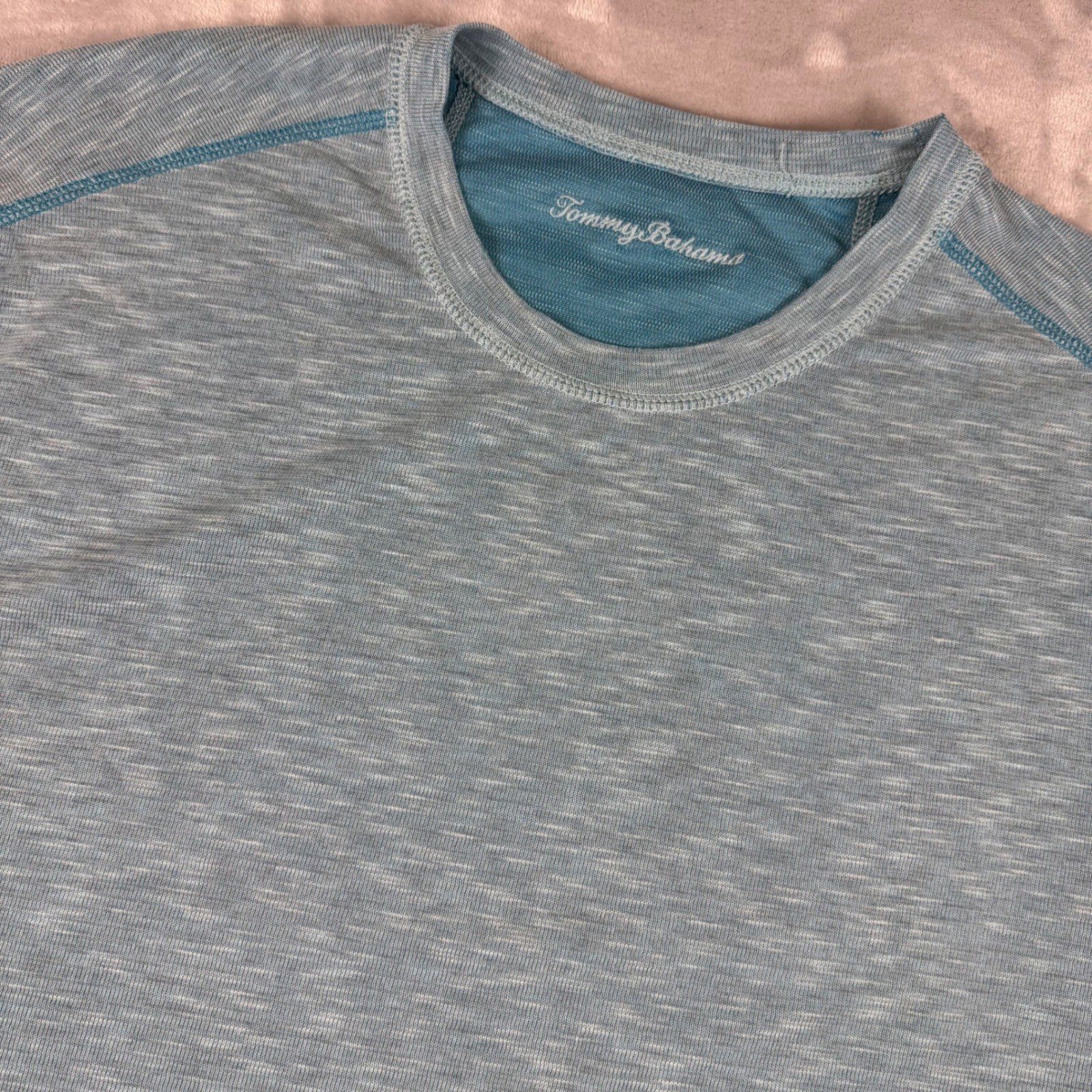 Tommy Bahama 37.5 Technology Slub Knit T-Shirt Mens XL Light Blue Heathered