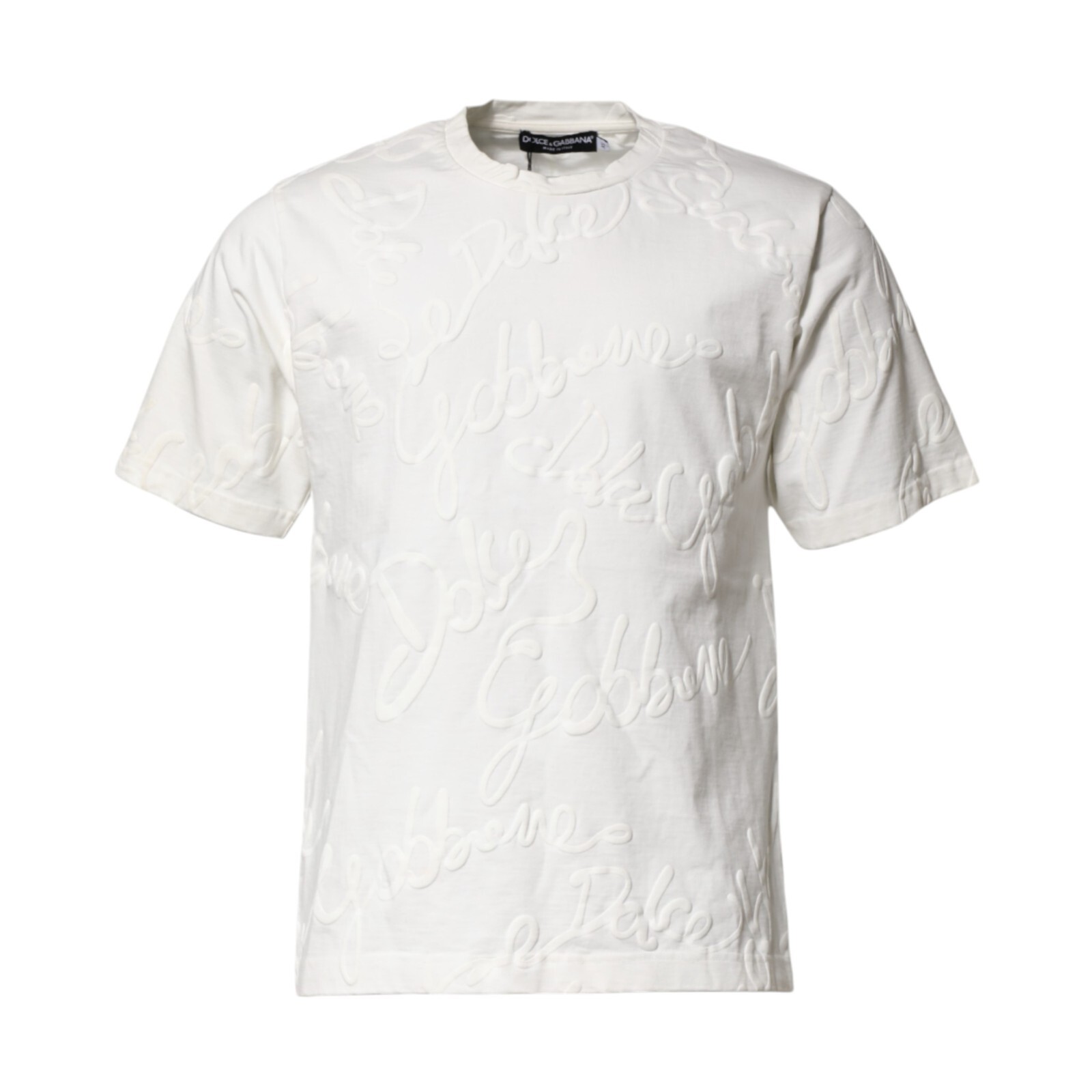 DOLCE & GABBANA T-shirt White Cotton Logo Embossed Crew Neck IT48/US38/M 1200usd