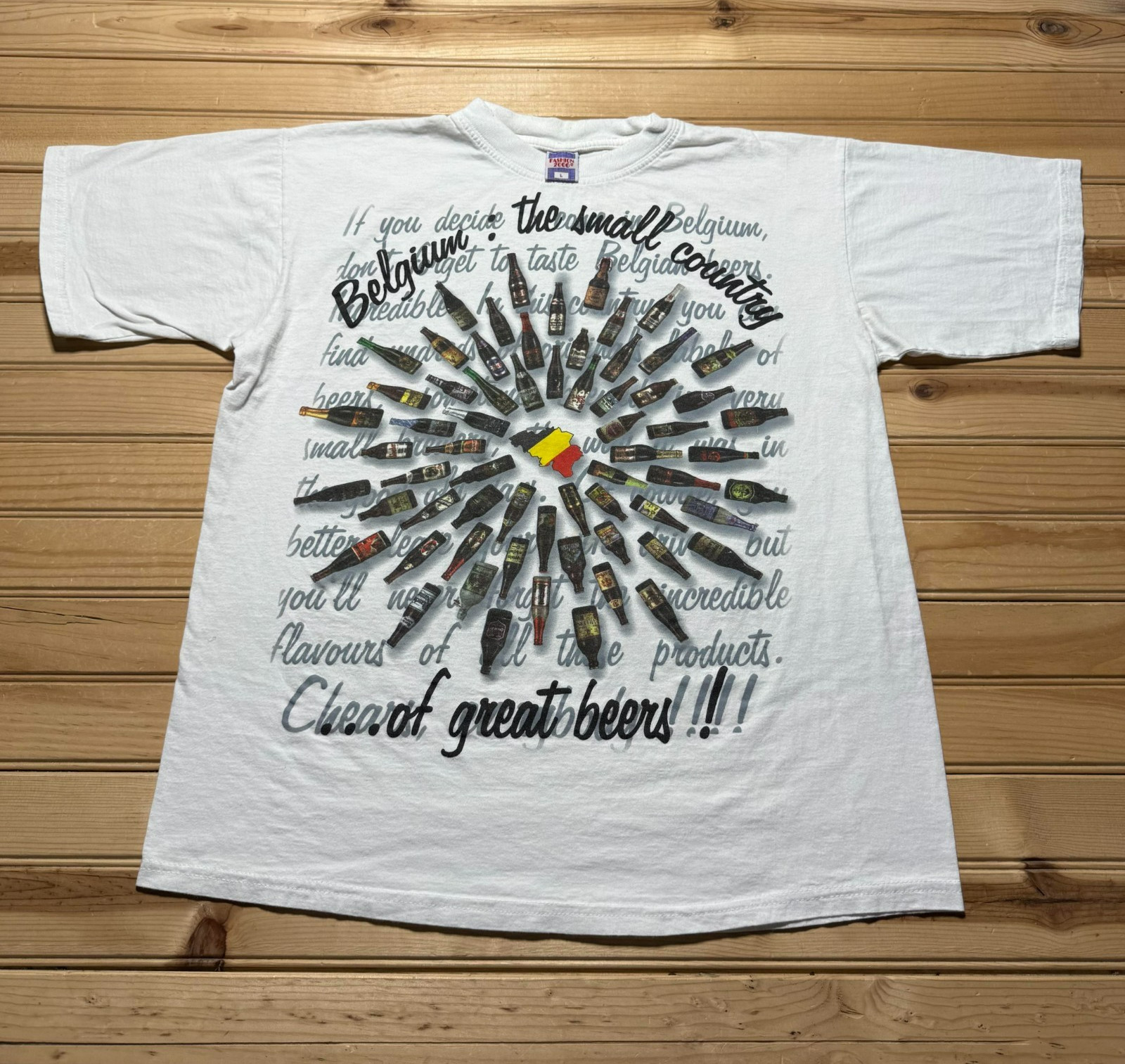 Vintage Y2K Belgium Map Small Country Of Great Beers Souvenir Shirt – Size Large