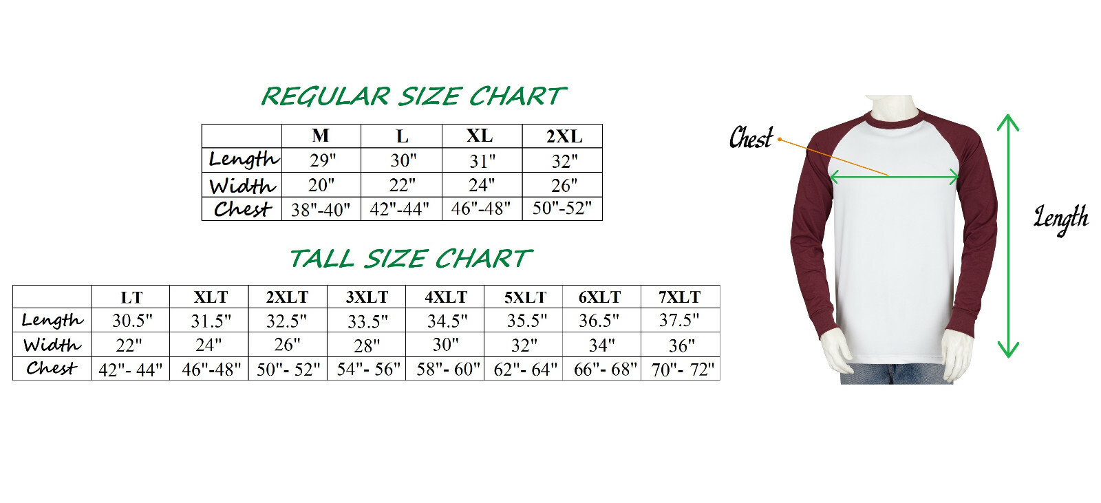 Styllion Big and Tall – Mens Raglan Baseball Shirts – Long Sleeve – RCLS