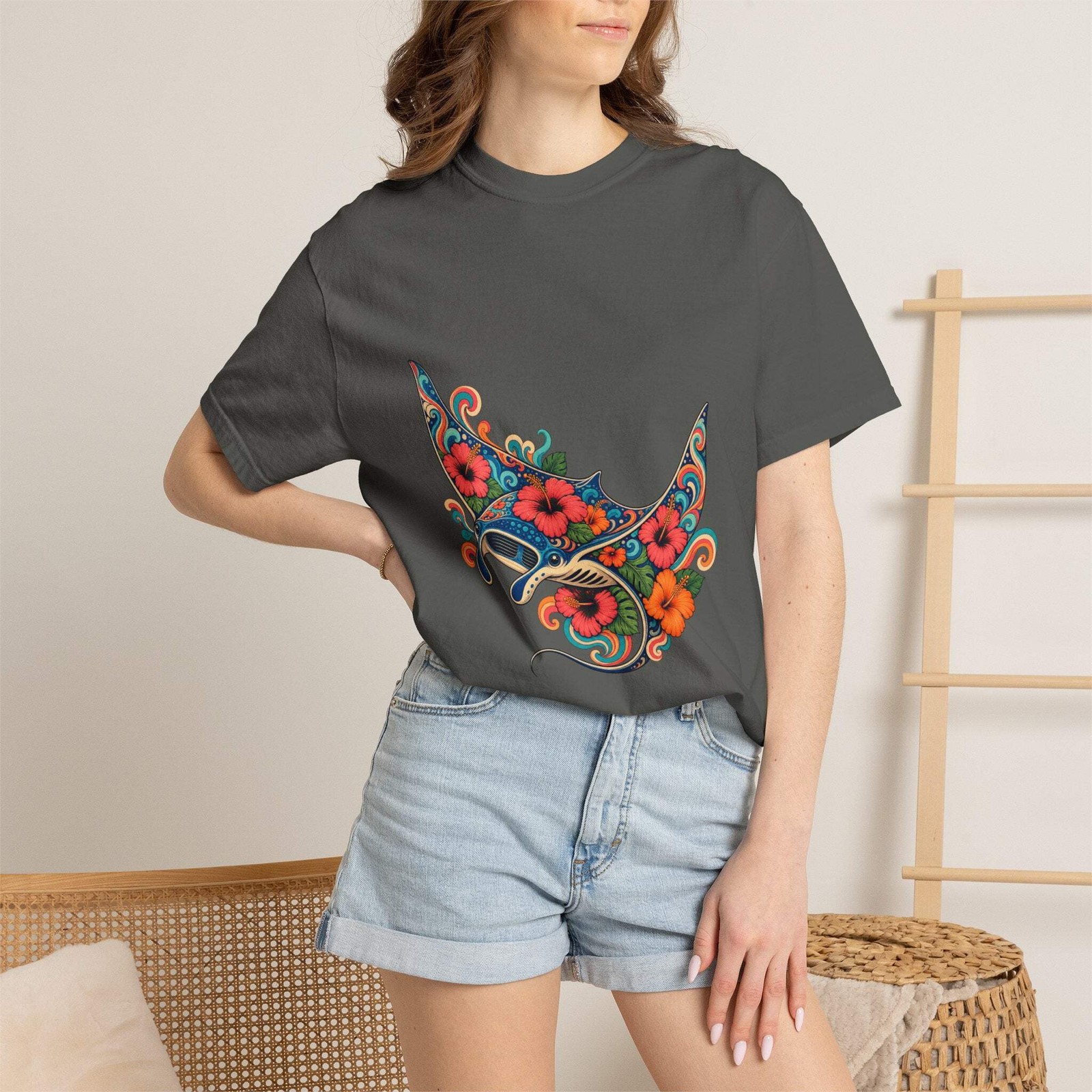 Psychedelic Hibiscus Manta Graphic Tee