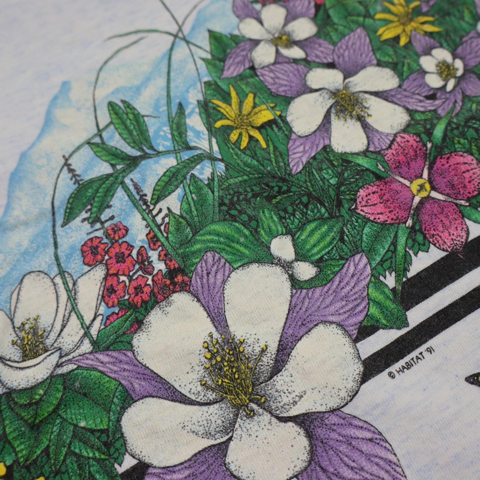 Vtg Hummingbird Habitat Nature T Shirt Mens Large Floral USA Tee Single Stitch