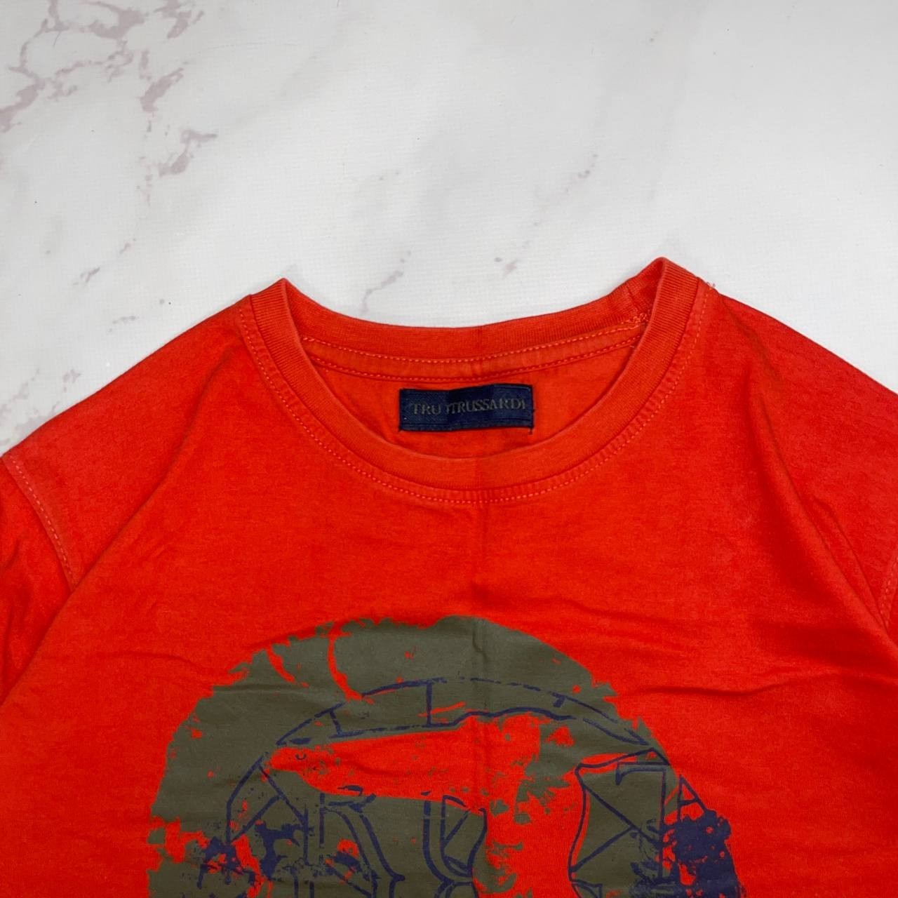 Vintage T-shirt Trussardi Big Logo Luxury tee Short Sleeve Red Size S
