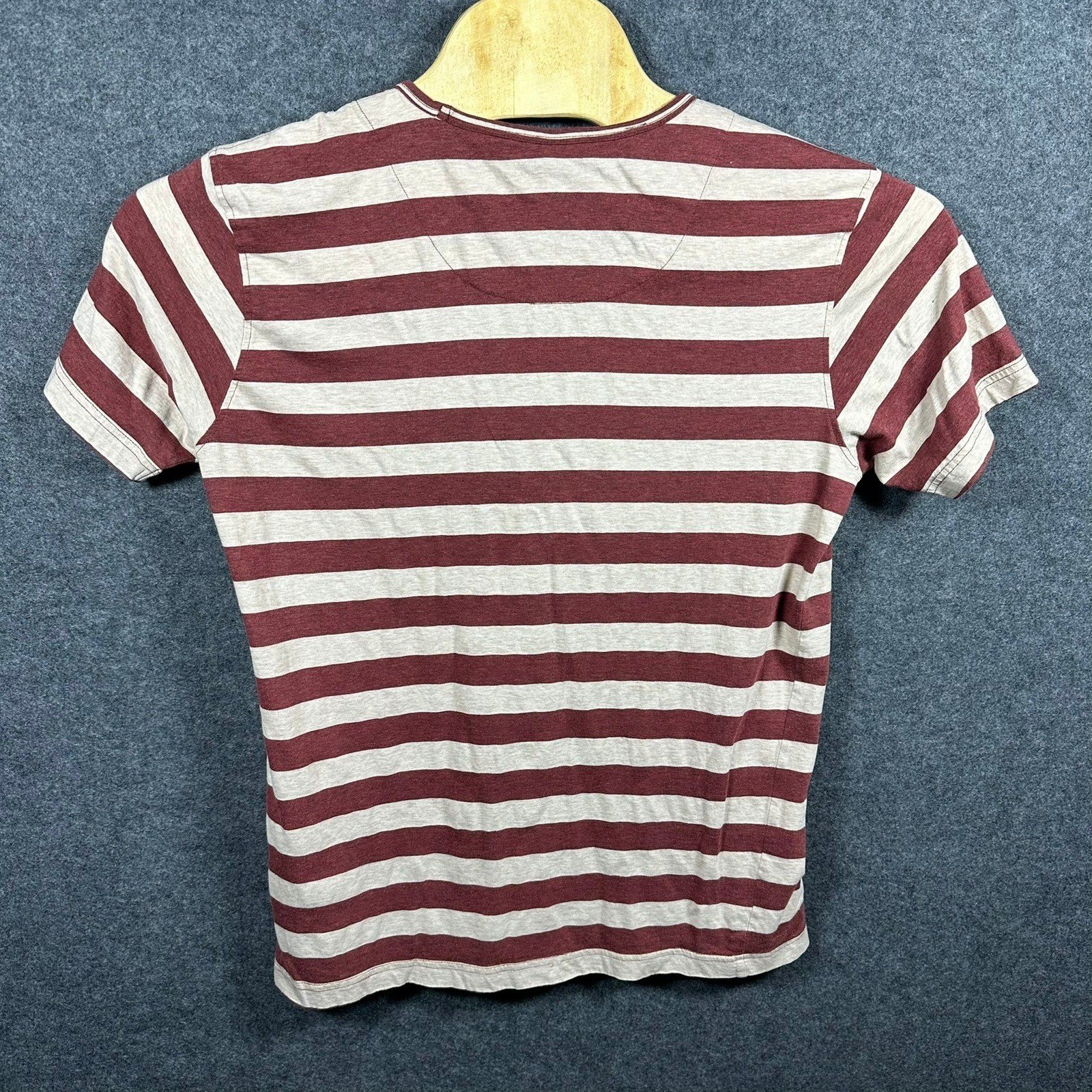 Adolfo Dominguez Mens Striped Pocket T-Shirt Red White Large Short Sleeve