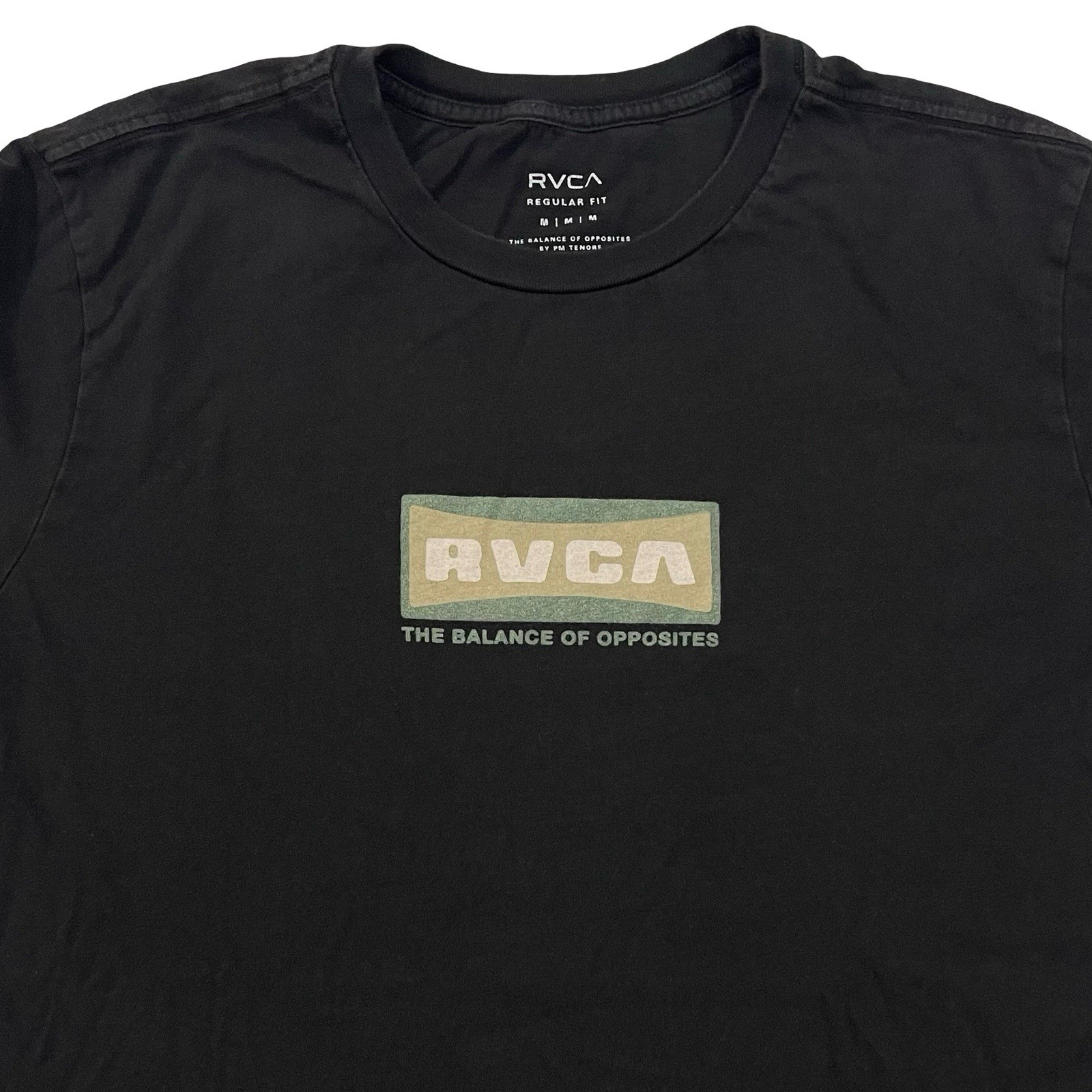 RVCA The Balance of Opposites Chest Graphic Size M Black Tee (Retail $35)