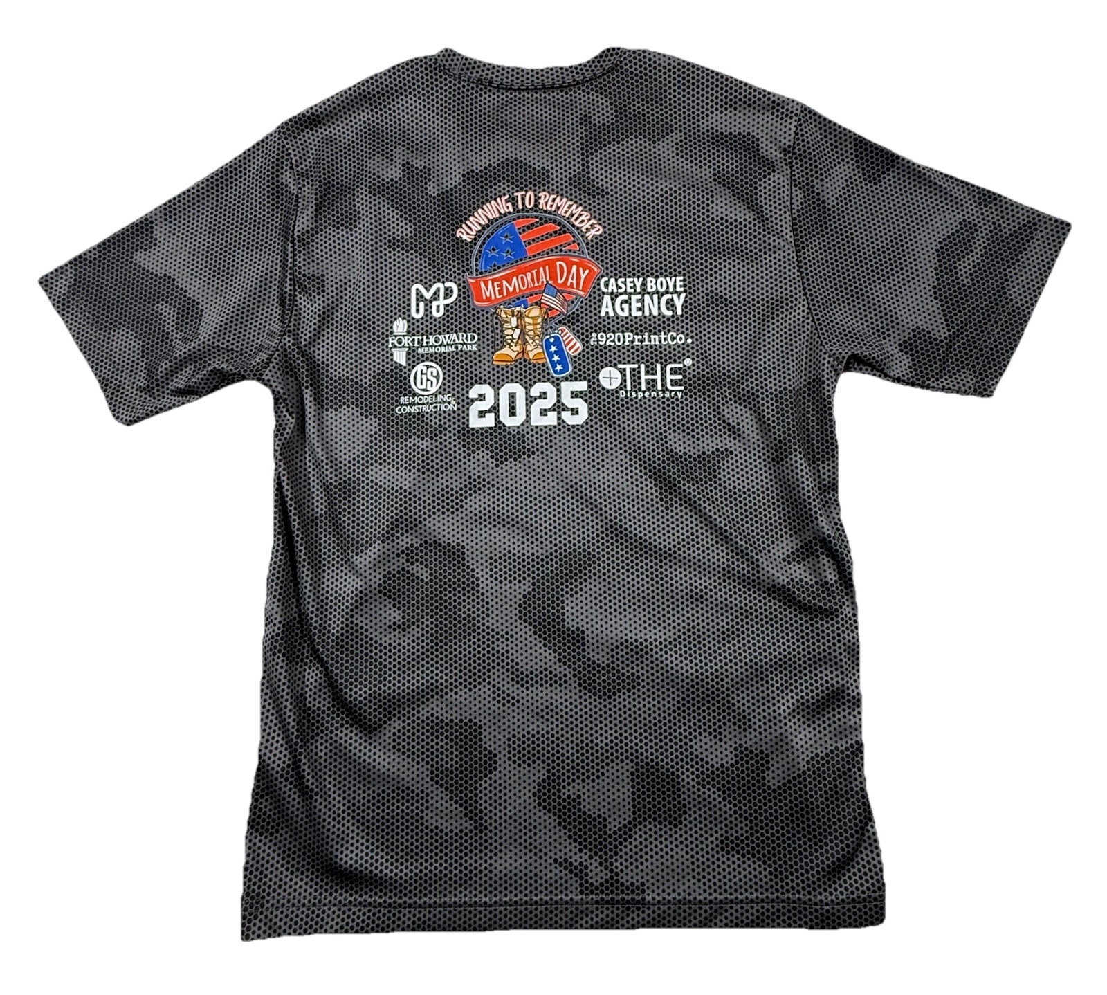 SportTek Mens T Shirt Small Short Sleeve Gray Black Annual Memorial Day Running.
