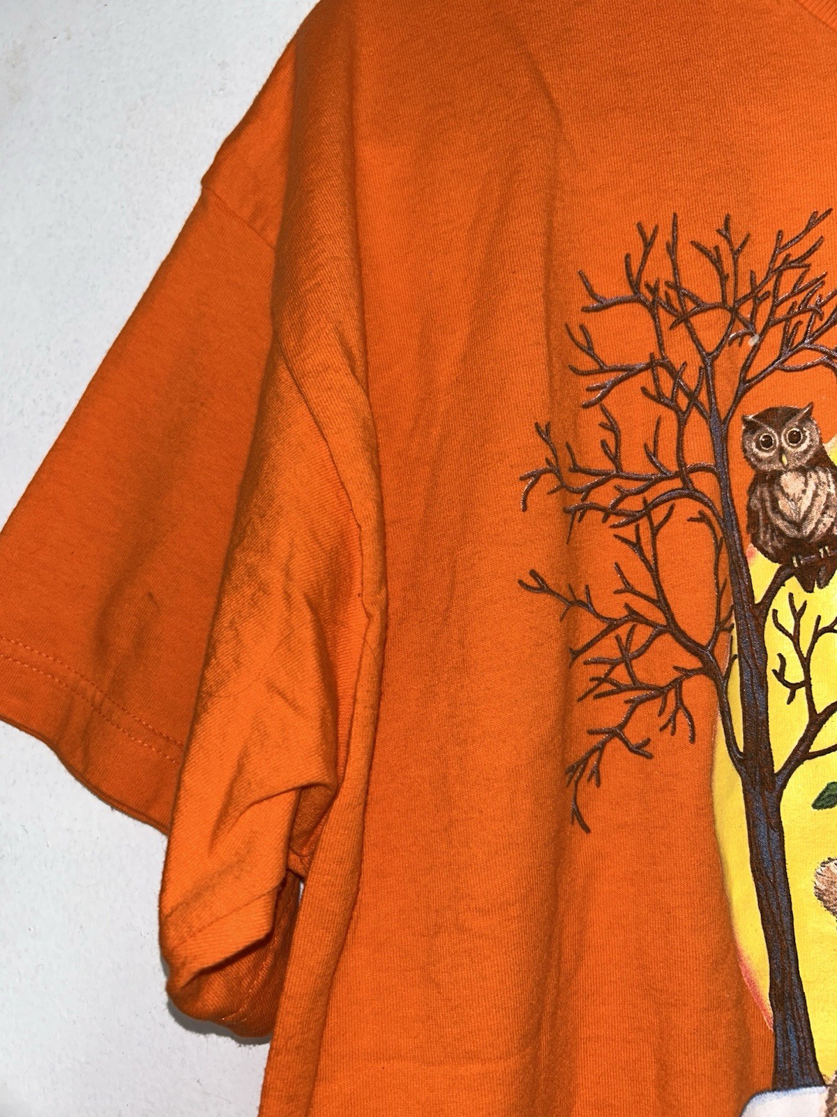 Vtg Tee Shirt Size XL Orange Teddy Bear Halloween Cute Print Atlas Top S/s