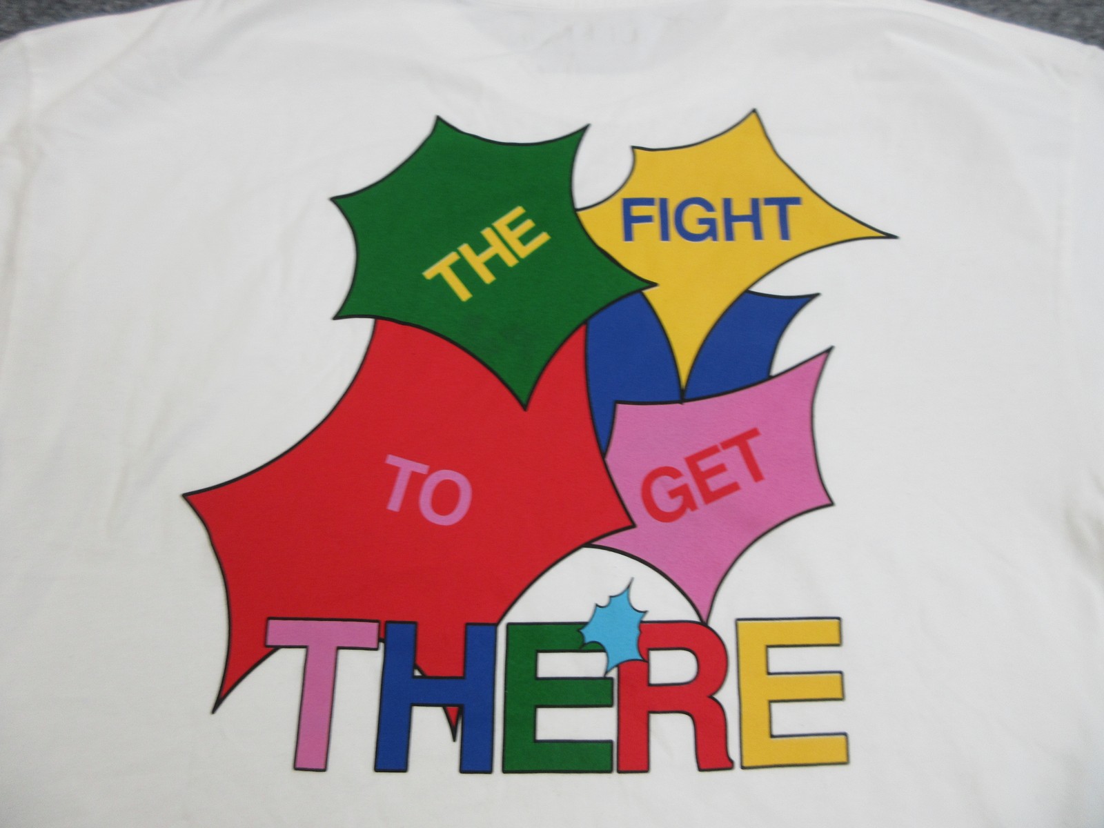 UNKNWN Shirt Mens Large White The Fight To Get There Graphic Smiley USA Tee