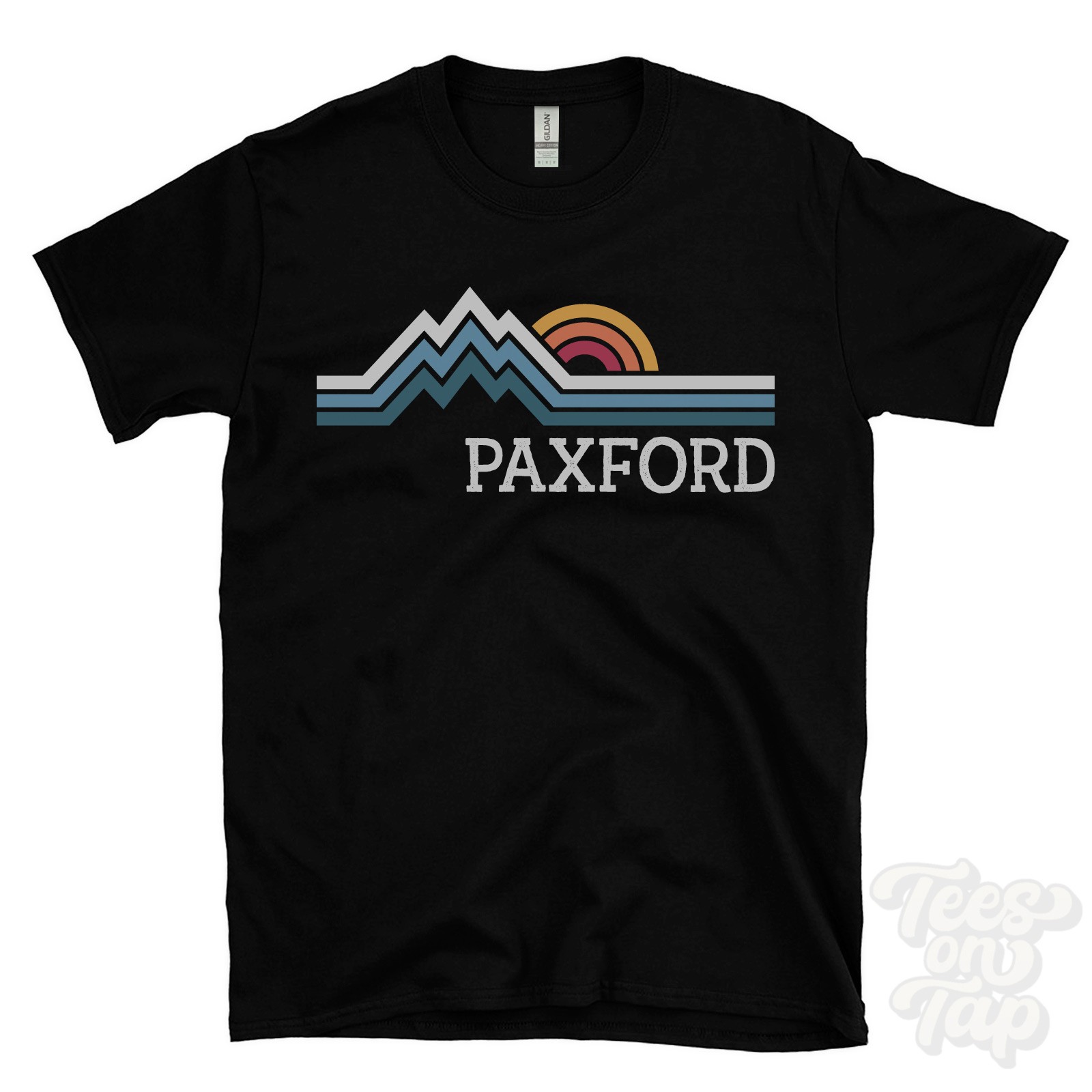 PAXFORD RETRO LOGO PARODY T-SHIRT gloucestershire blockley cotswold district