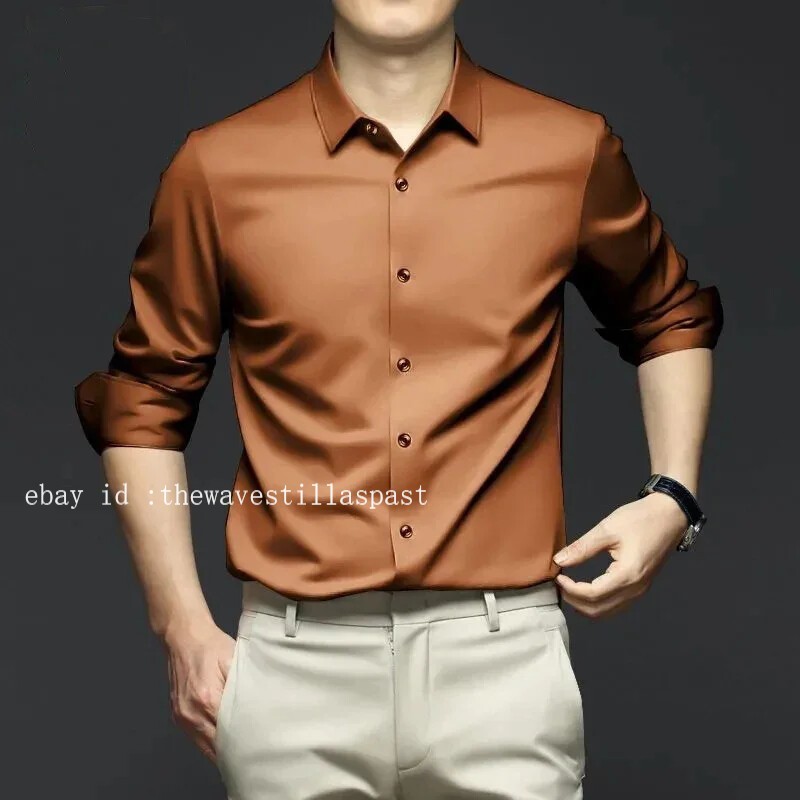 Men’s Shirt Long Sleeve Non Iron Wrinkle Resistant Business Dress Casual Shirt