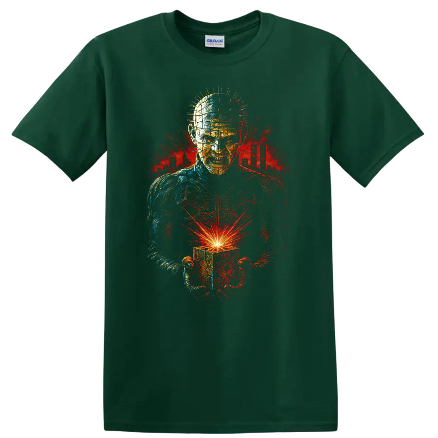 Hellraiser Inspired Horror Pinhead Puzzle Box T Shirt Dark Gothic Tee