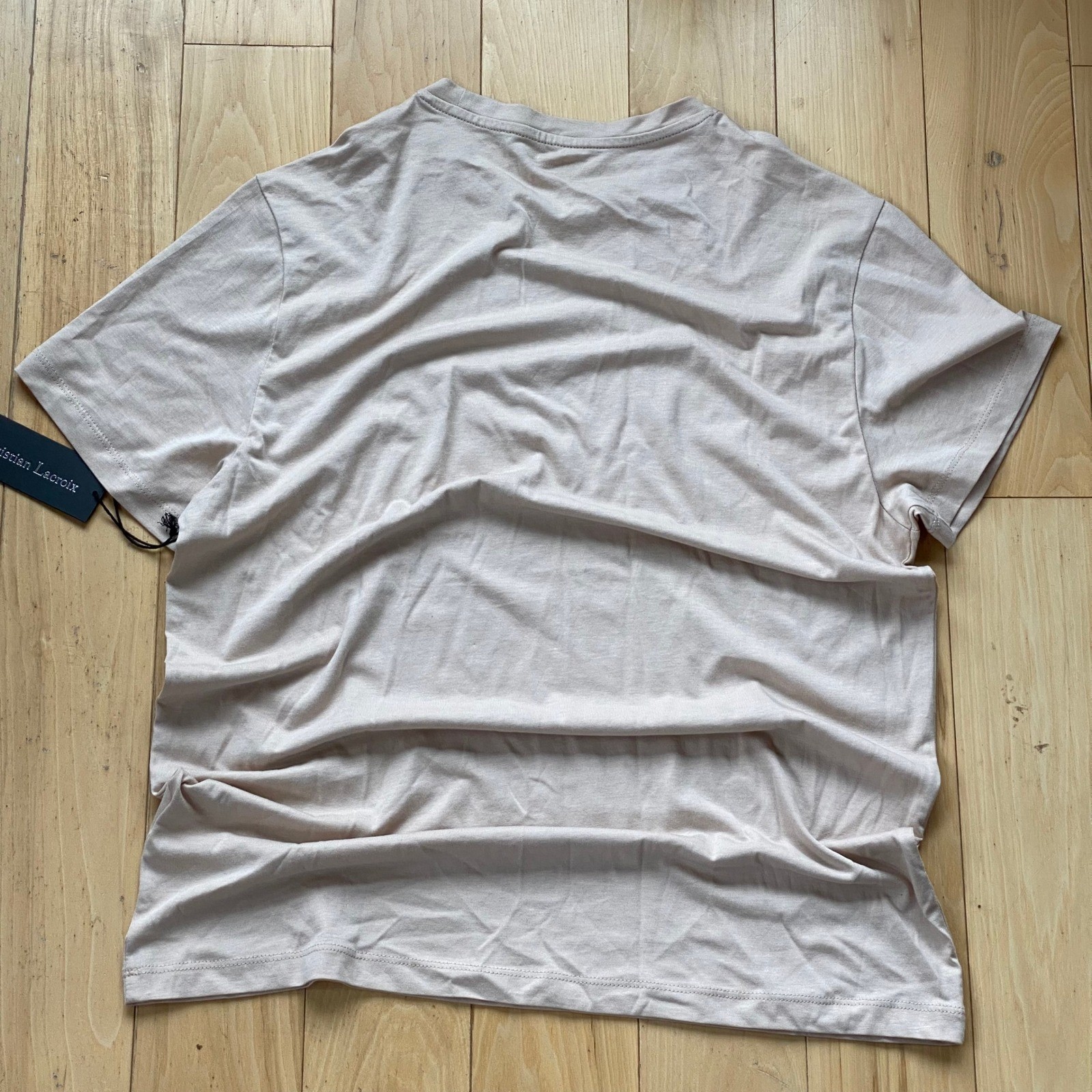 Christian Lacroix 100 Pima Cotton USA Grown Tan & Mauve Tee Set 2pk Organic – L