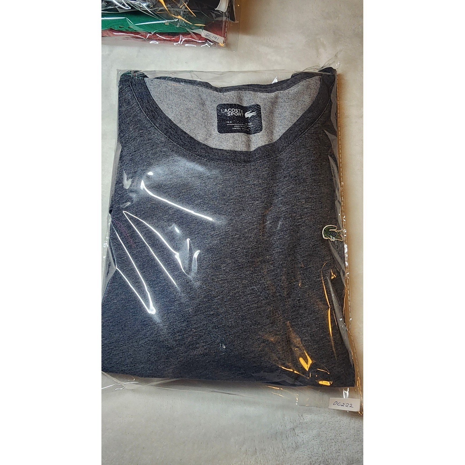 Lacoste Sport Mens Ultra Dry T-Shirt Charcoal Gray Heather Logo Tee US 2XL