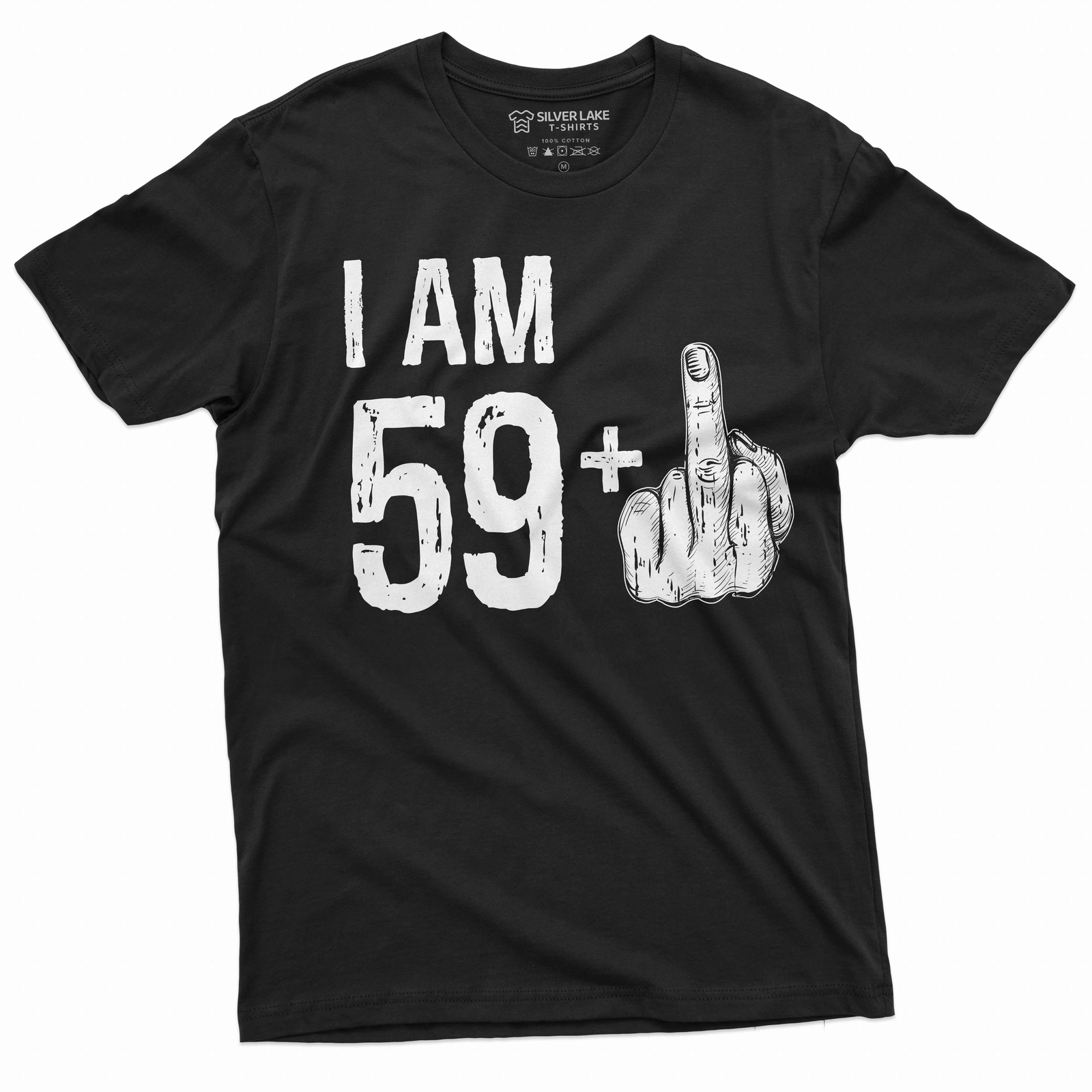 Men’s 60th Birthday T-shirt Papa Grandpa Dad 59+ middle finger offensive shirt