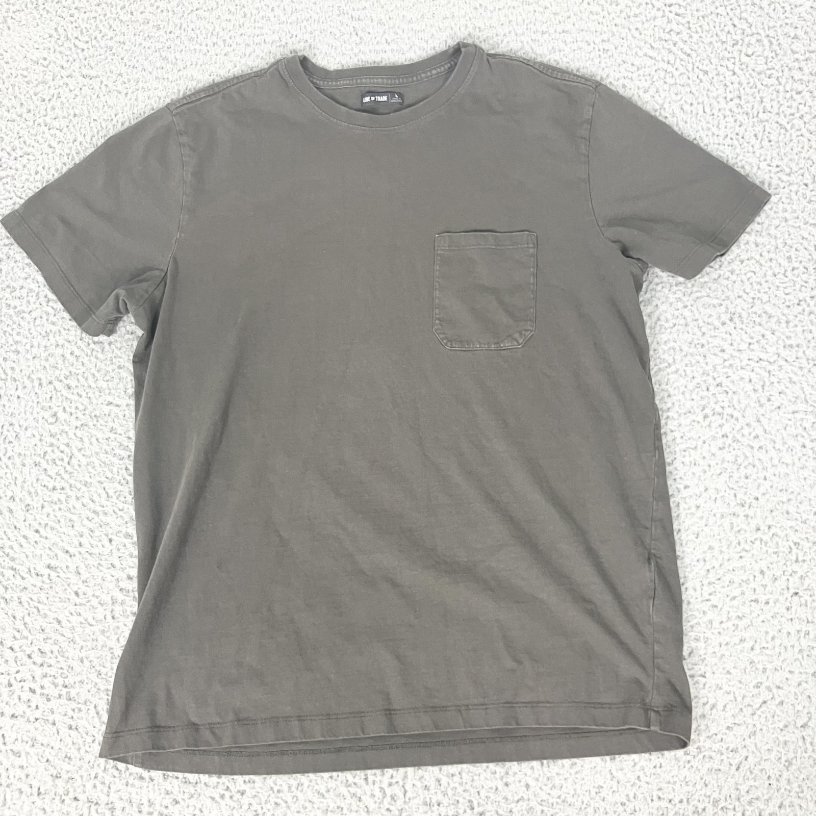 Line Of Trade Shirt Mens Large Gray Pocket Crewneck Cotton Casual Basic Tee