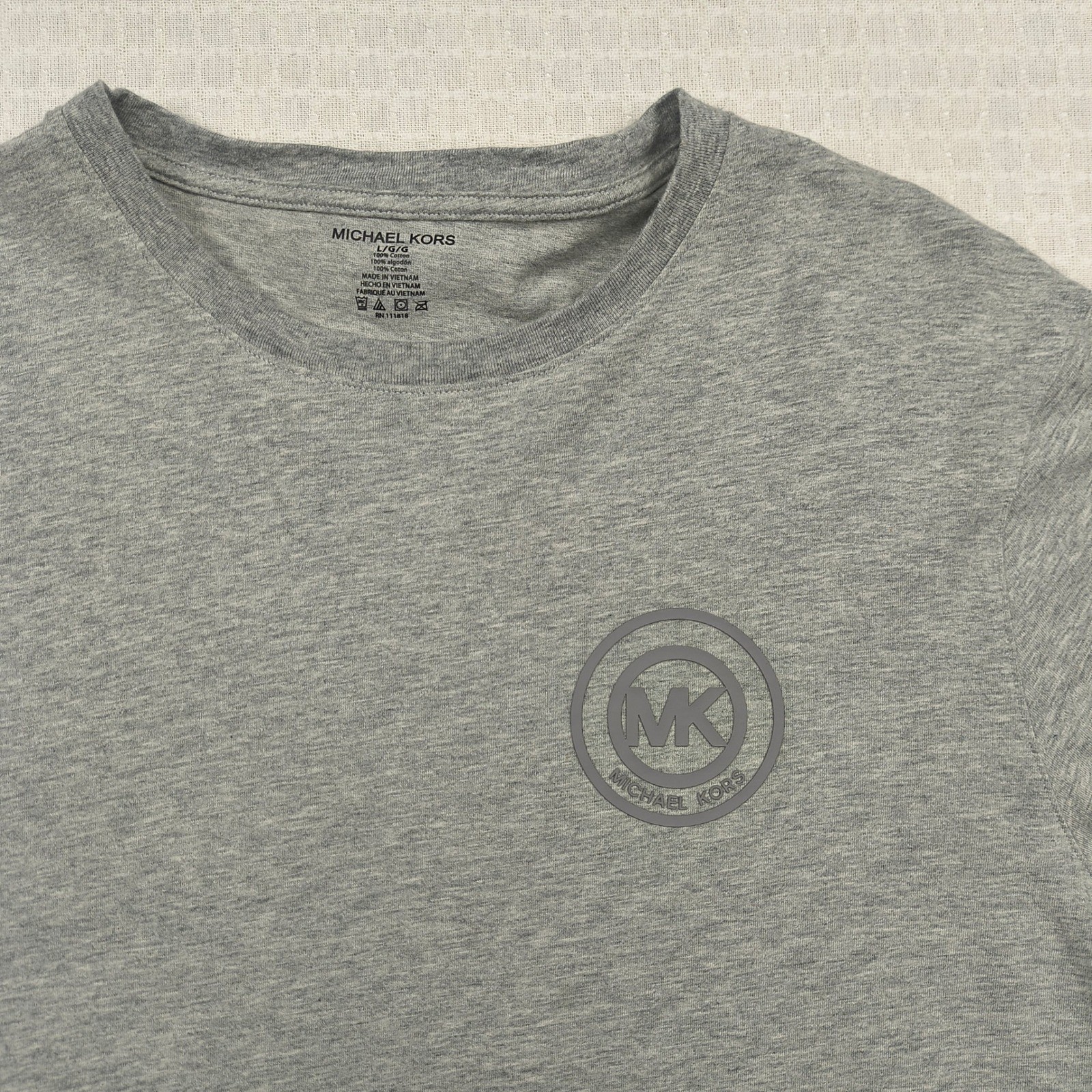 Michael Kors Mens Heather Gray Long Sleeve Logo T-Shirt Size Large 6BR6K11011