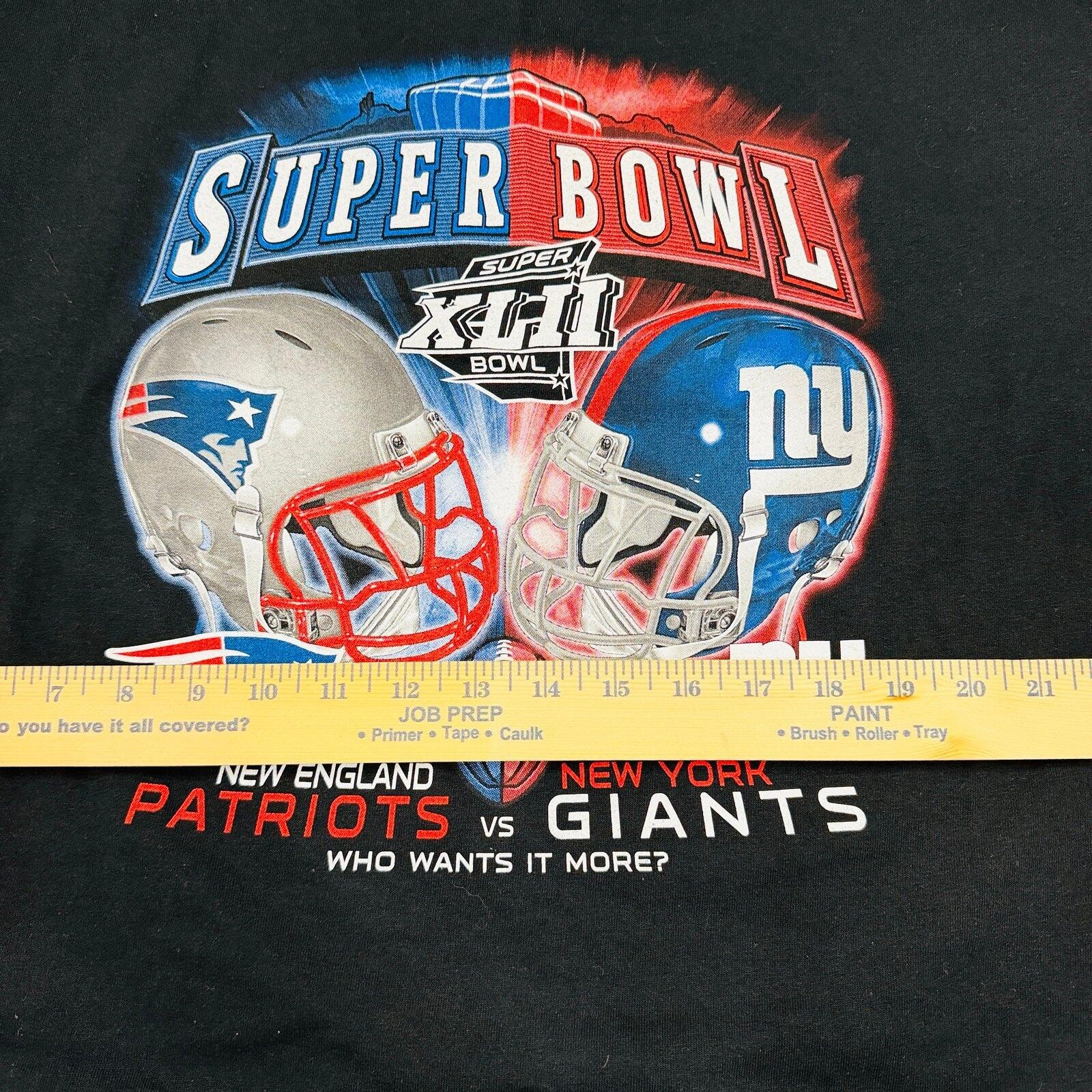 Reebok Super Bowl XLII T-Shirt 2XL Black New England Patriots New York Giants NF