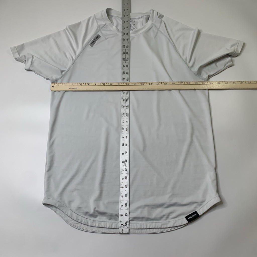 Legends Shirt Mens L Large Silver Enzo Crew Lightweight Curved Hem Gym Training