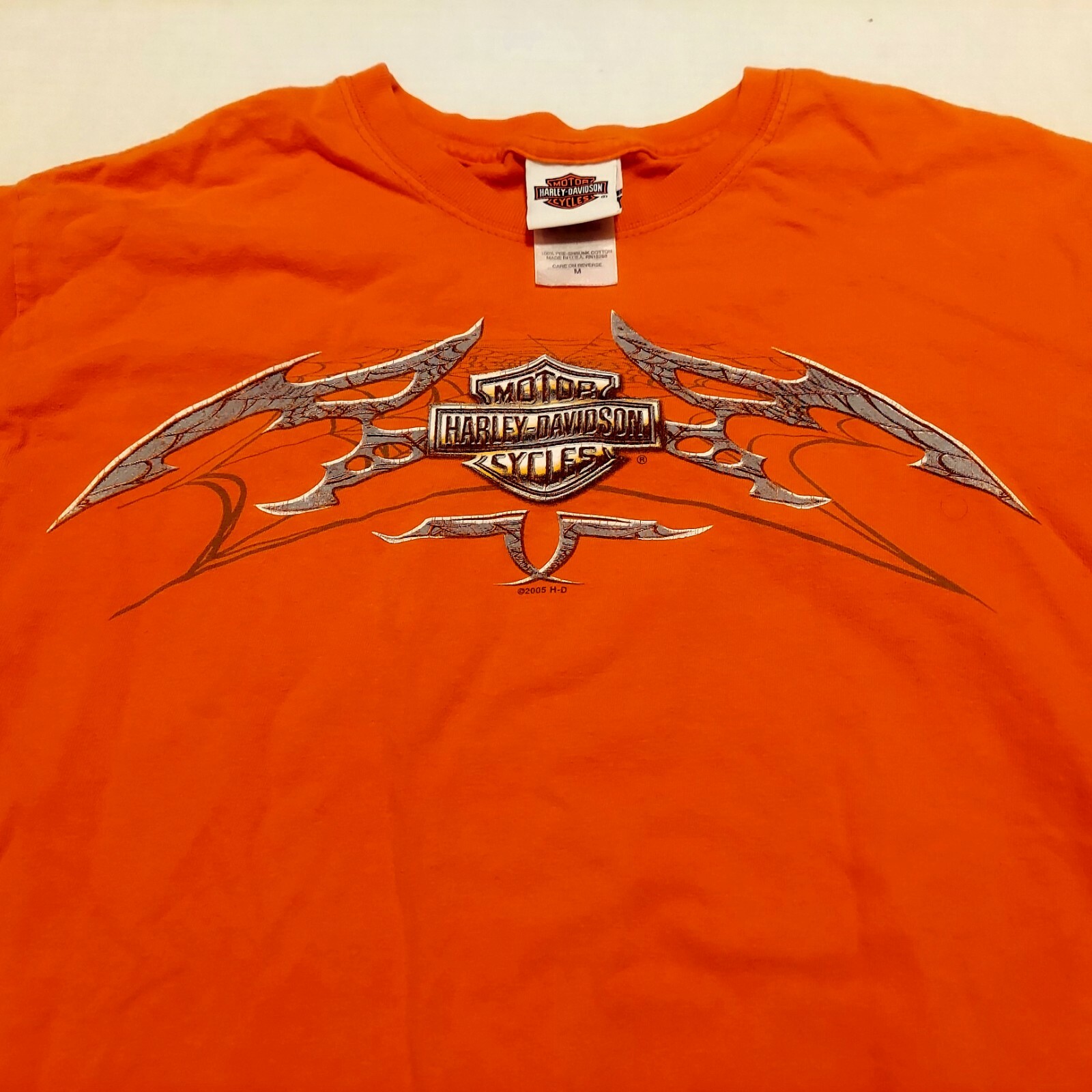 VTG Harley Davidson T Shirt Mens M Orange Sheltons Durham NC Graphic USA Made