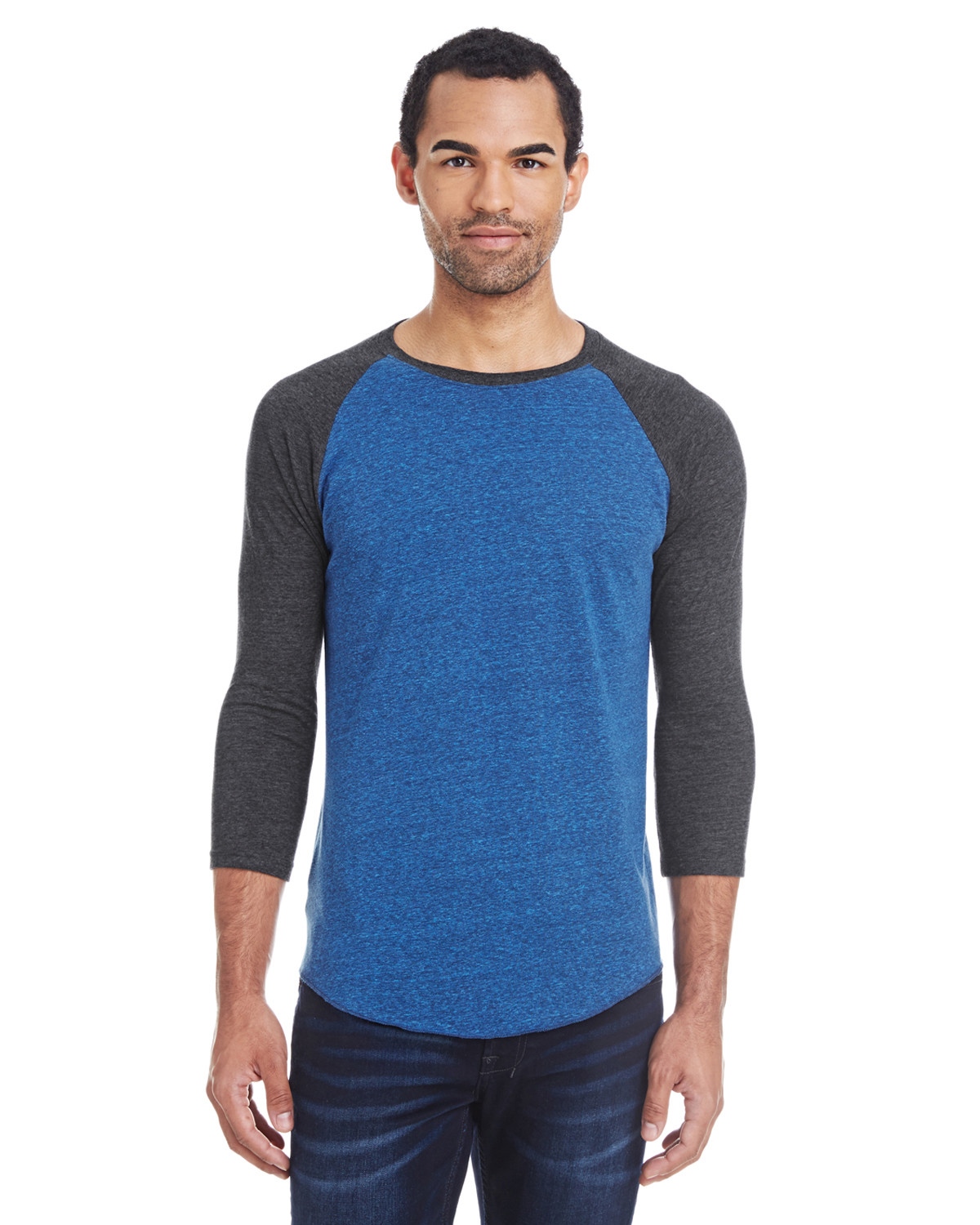 Threadfast Apparel Mens Triblend 3/4-Sleeve Raglan Shirt S-2XL 302G T-Shirt