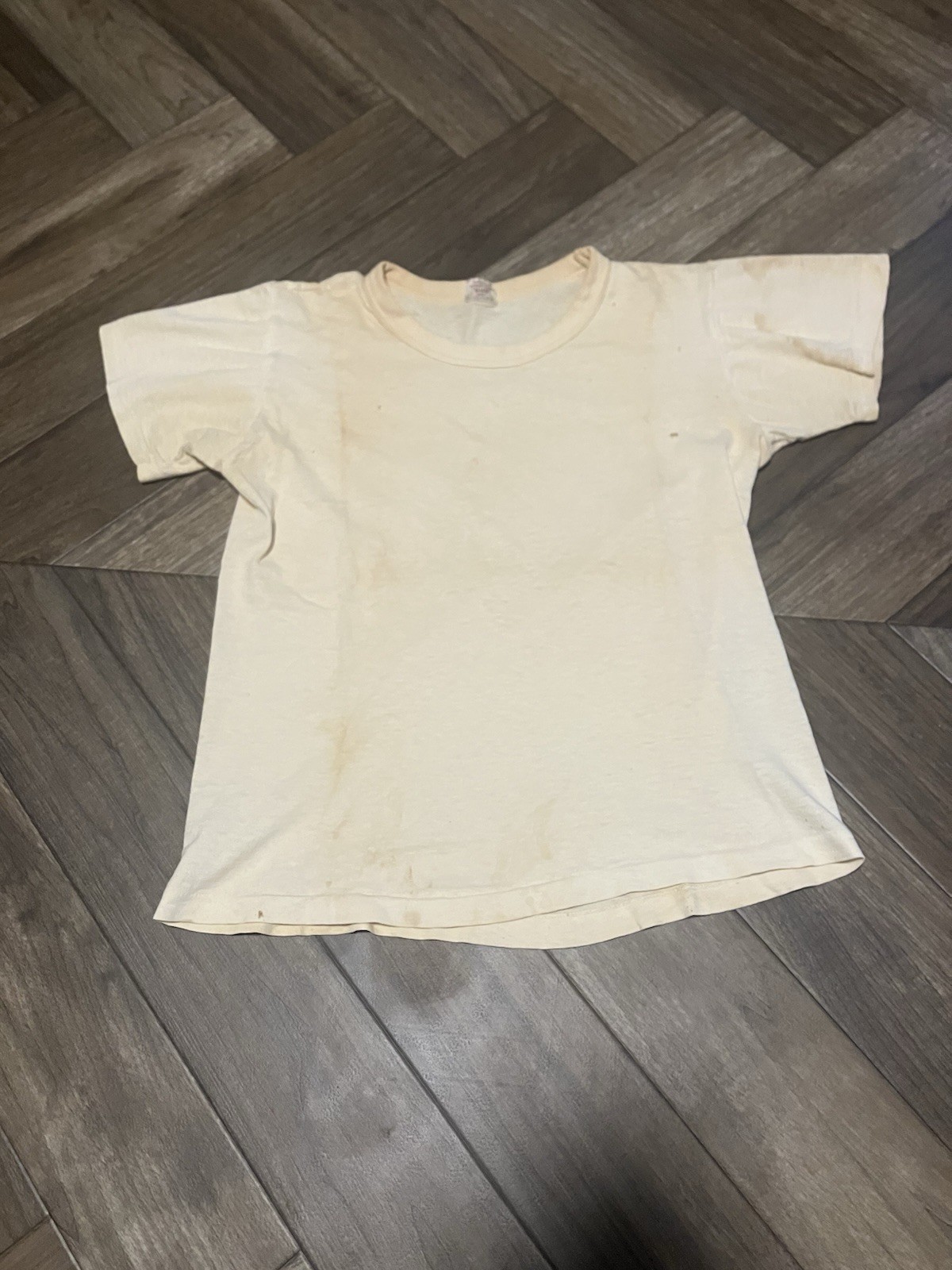 Vintage 50s BVD T Shirt Cotton Sz 18 Distressed Patina