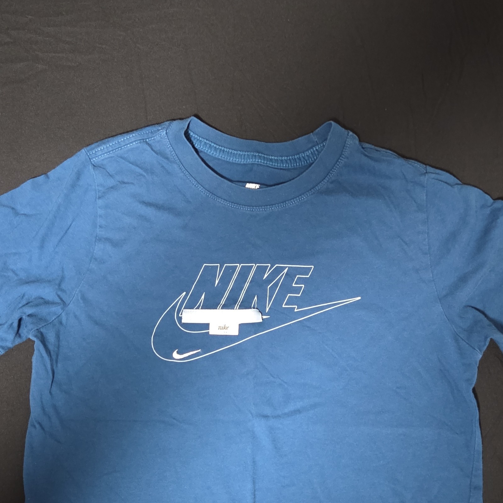 Nike The Nike Tee Blue Logo Graphic Print Crew Neck Short Sleeve Big Boys L