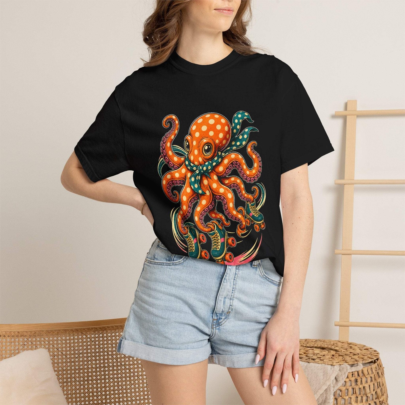 Polka-Dot Roller Octopus Graphic Tee