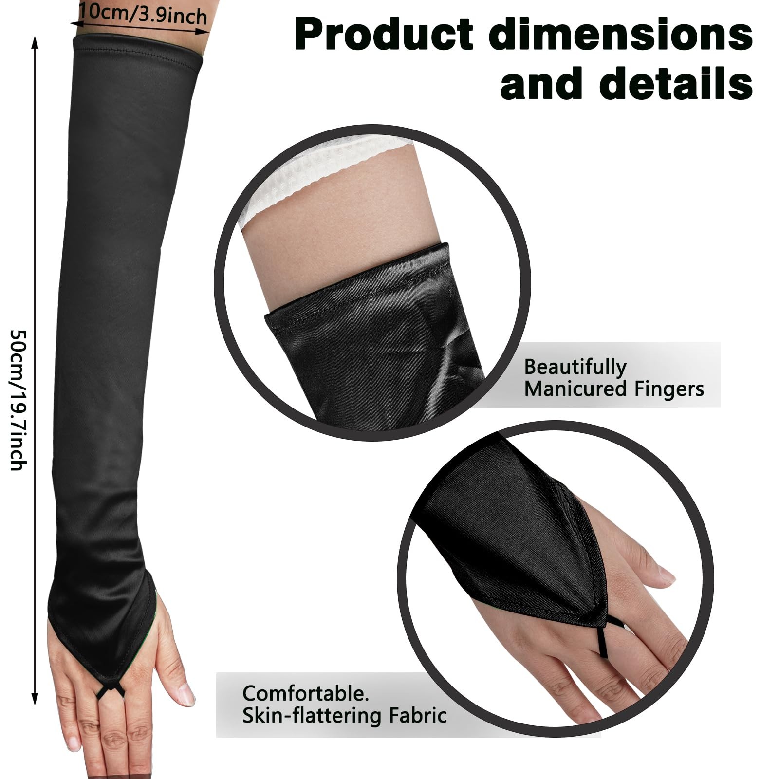 Long Opera Party Fingerless 1920s 20s Satin Tea Party Gloves Costumes Elbow L…