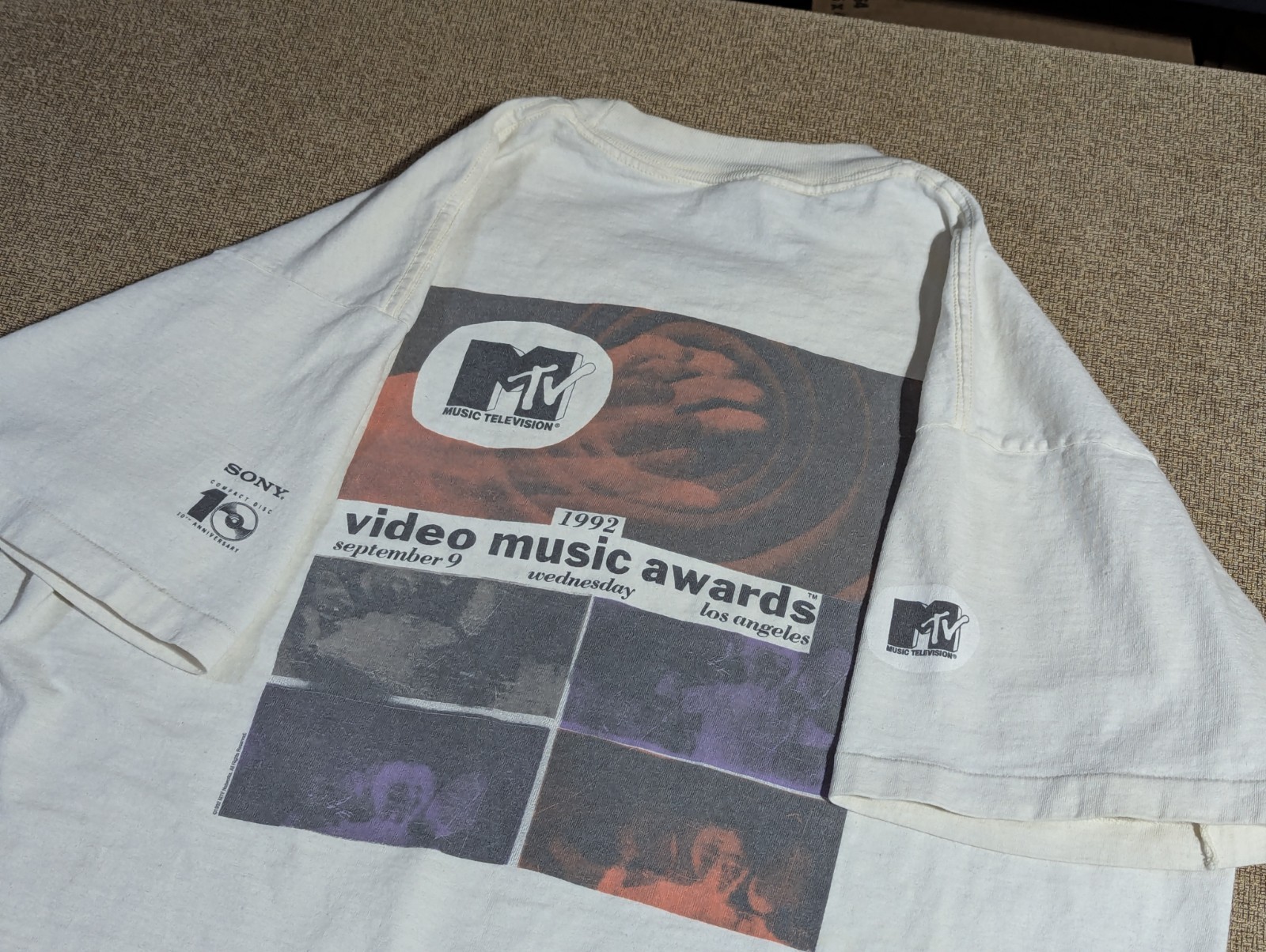 👀RARE 1992 MTV VMAs T-Shirt Los Angeles – Nirvana ‘RM’ STUNT – RHCP – Pearl Jam