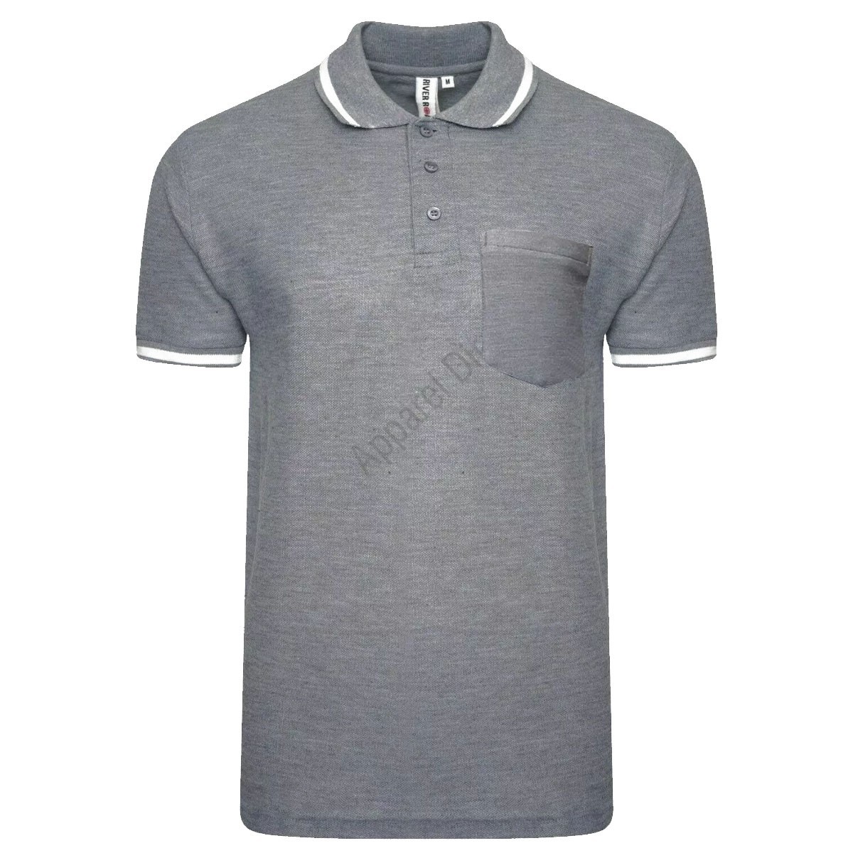 Men’s Polo Short Sleeve Pique Plain Single Tipping Chest Pocket Casual Tee Top